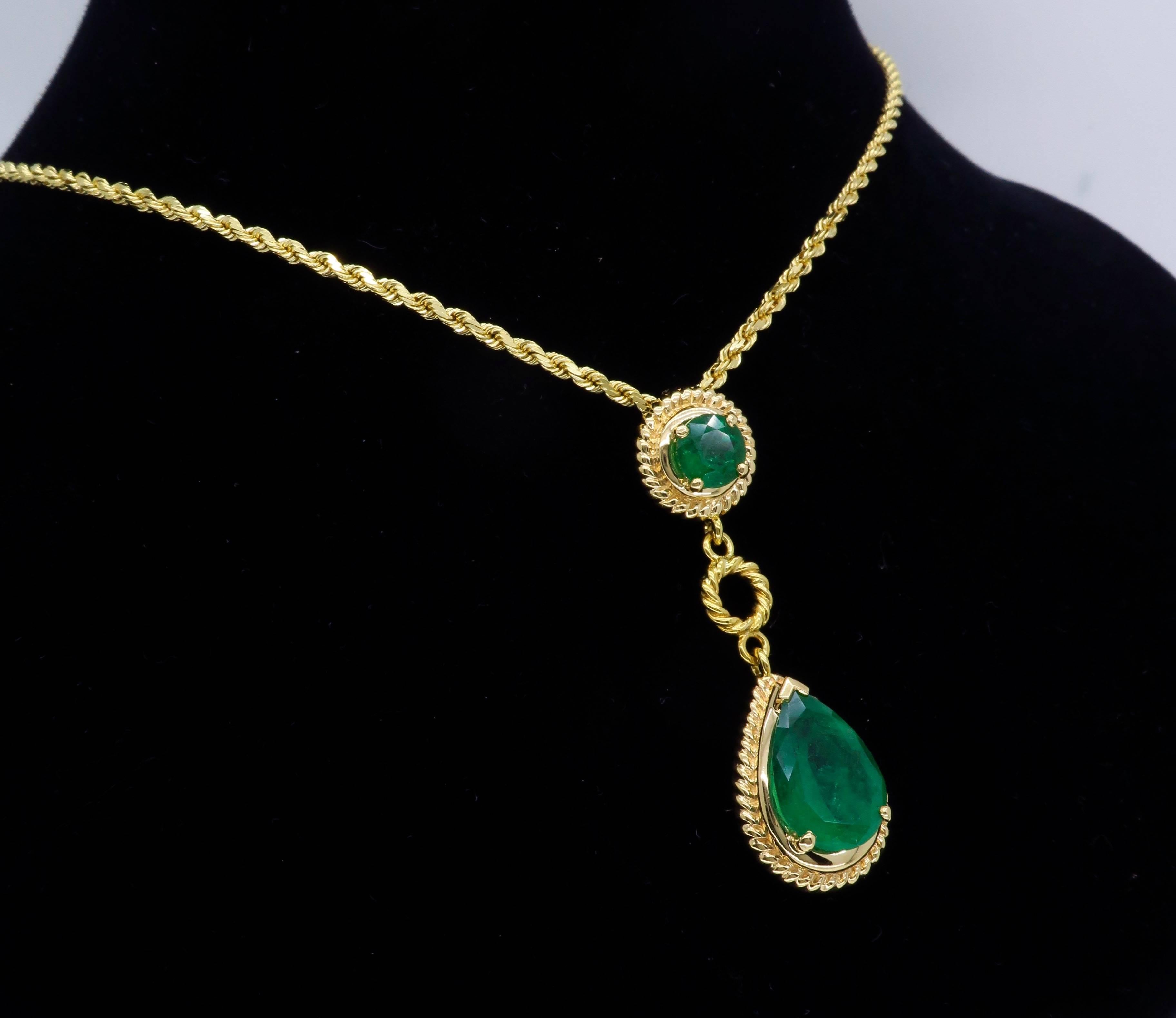Emerald and Gold Drop Necklace 5