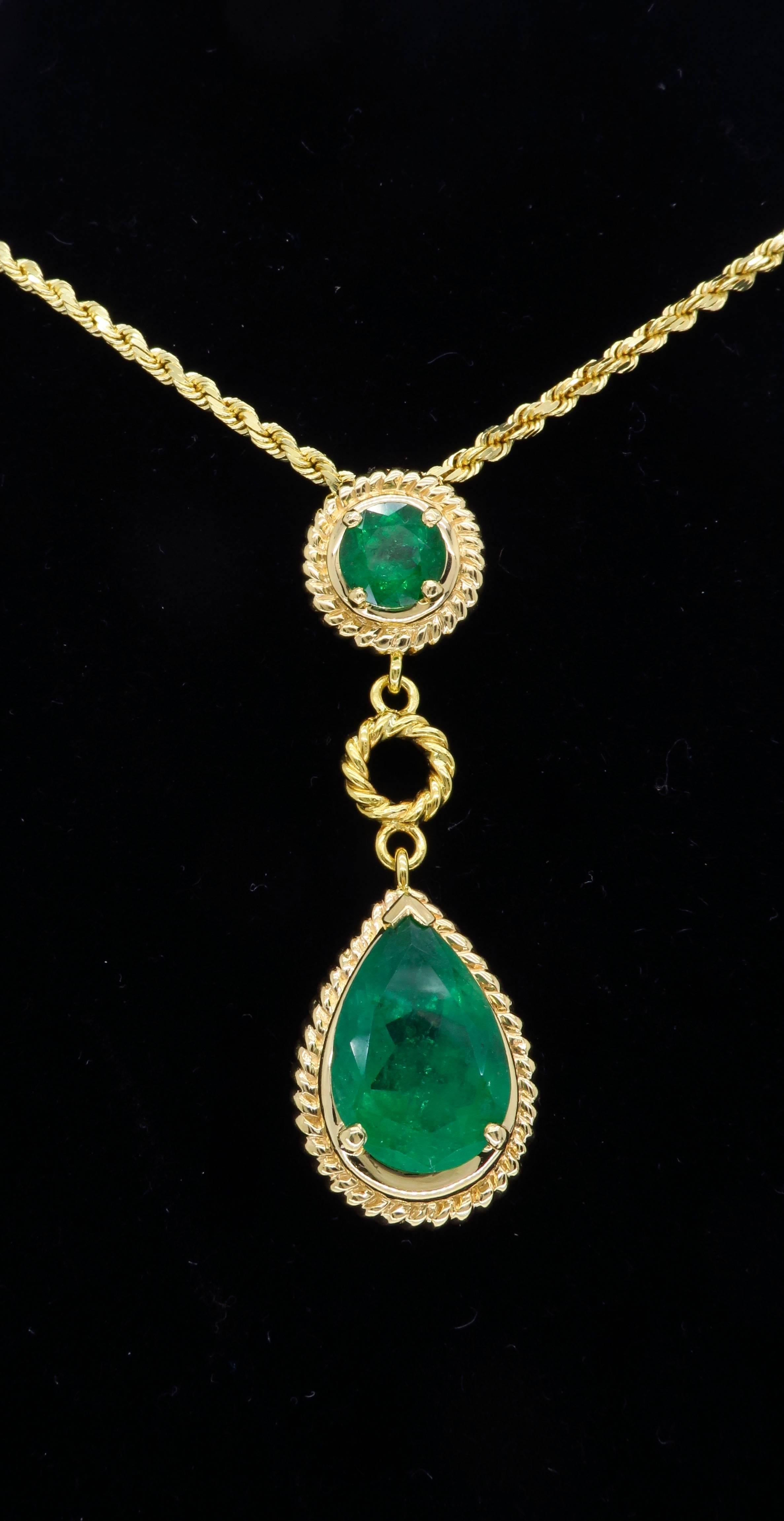 Emerald and Gold Drop Necklace 6