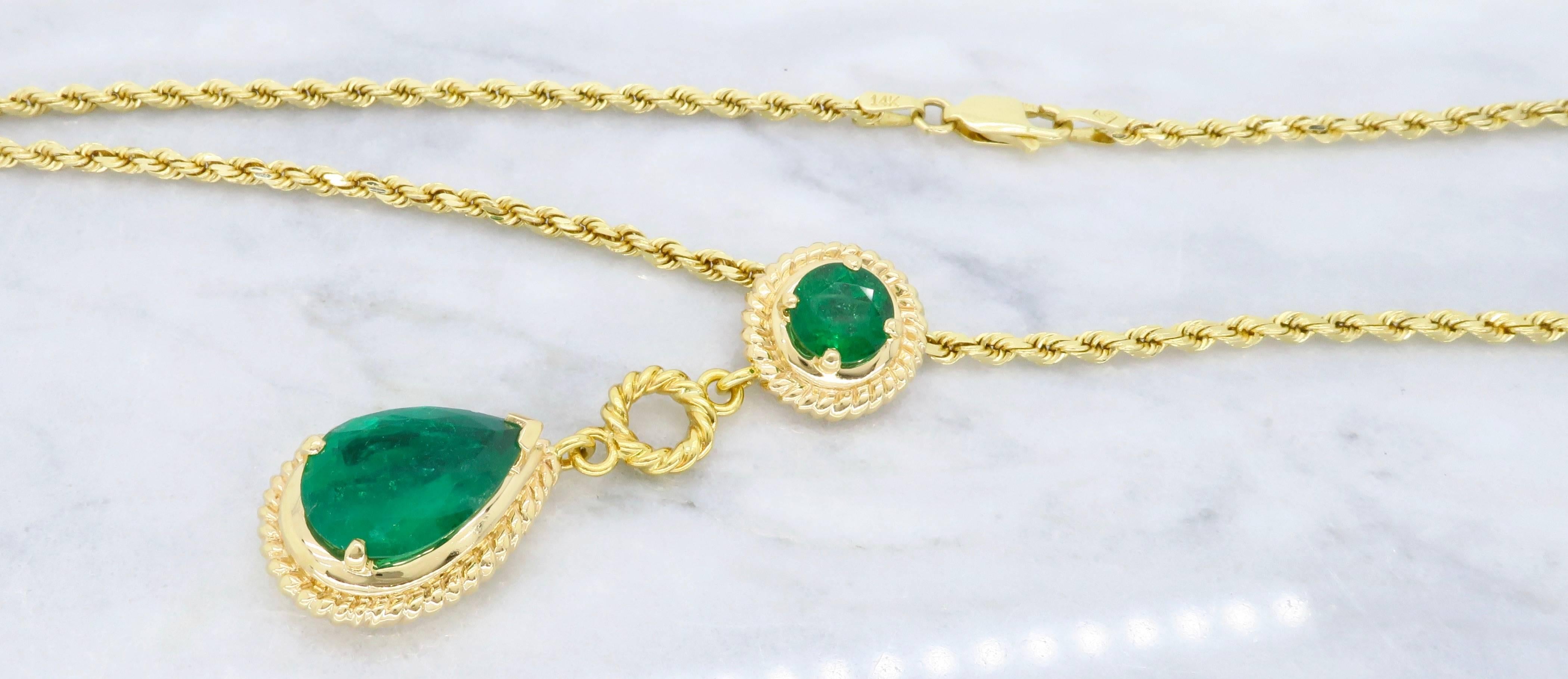 Emerald and Gold Drop Necklace 7