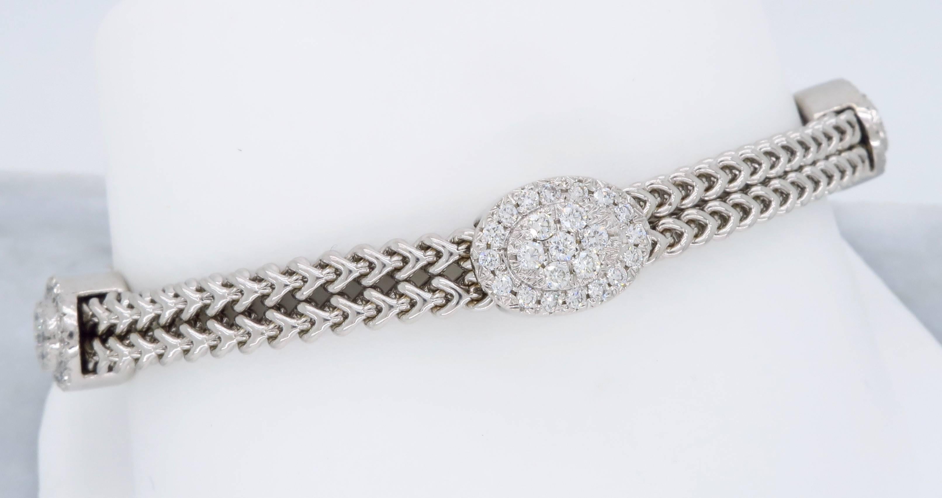 Women's 14 Karat White Gold 1.34 Carat Diamond Bracelet