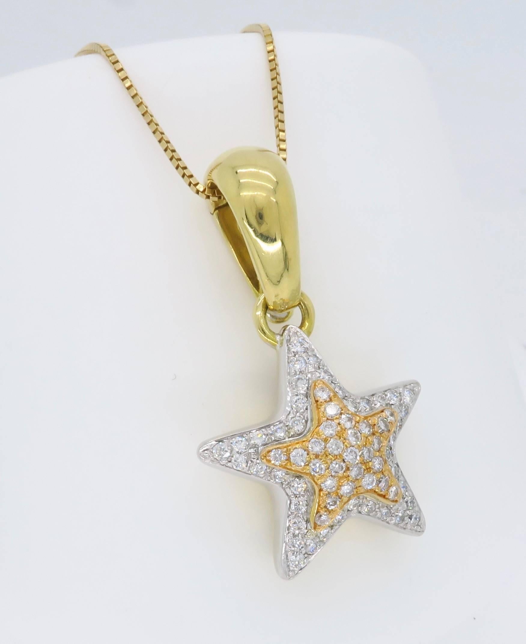 18 Karat Chimento Diamond Star Pendant In Excellent Condition In Webster, NY