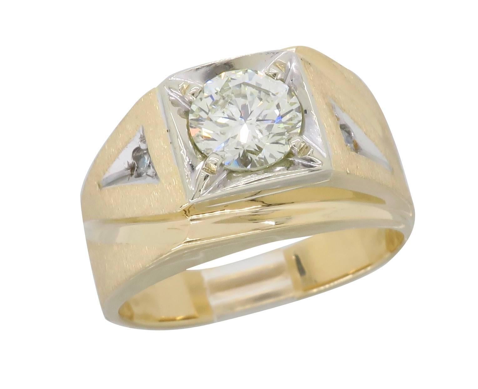 mens gold ring with one diamond