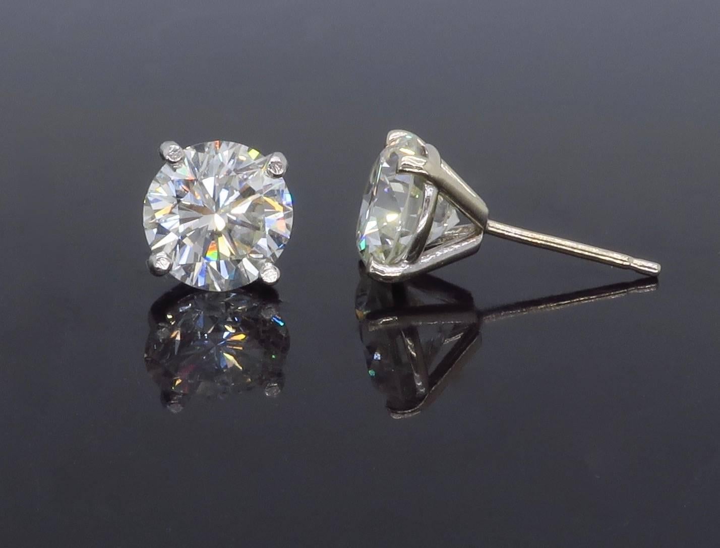 3.64 Carat Round Brilliant Cut Diamond Stud Earrings 1