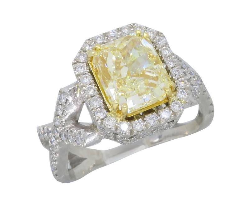 Savransky GIA Certified 3.38 Carat Yellow Diamond and White Diamond