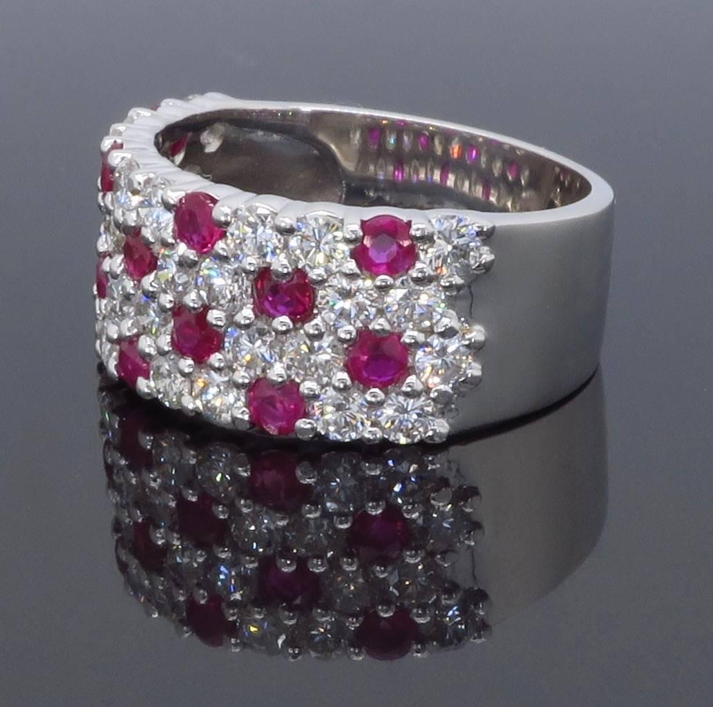 Women's Diamond and Ruby Band Ring 