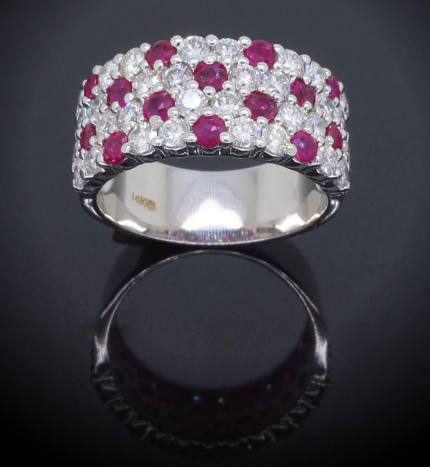 Diamond and Ruby Band Ring  In Excellent Condition In Webster, NY