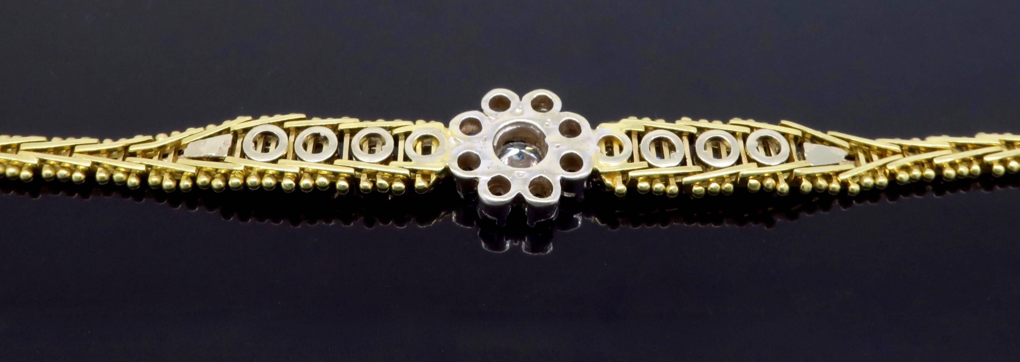Floral Design Diamond Bracelet In Excellent Condition In Webster, NY