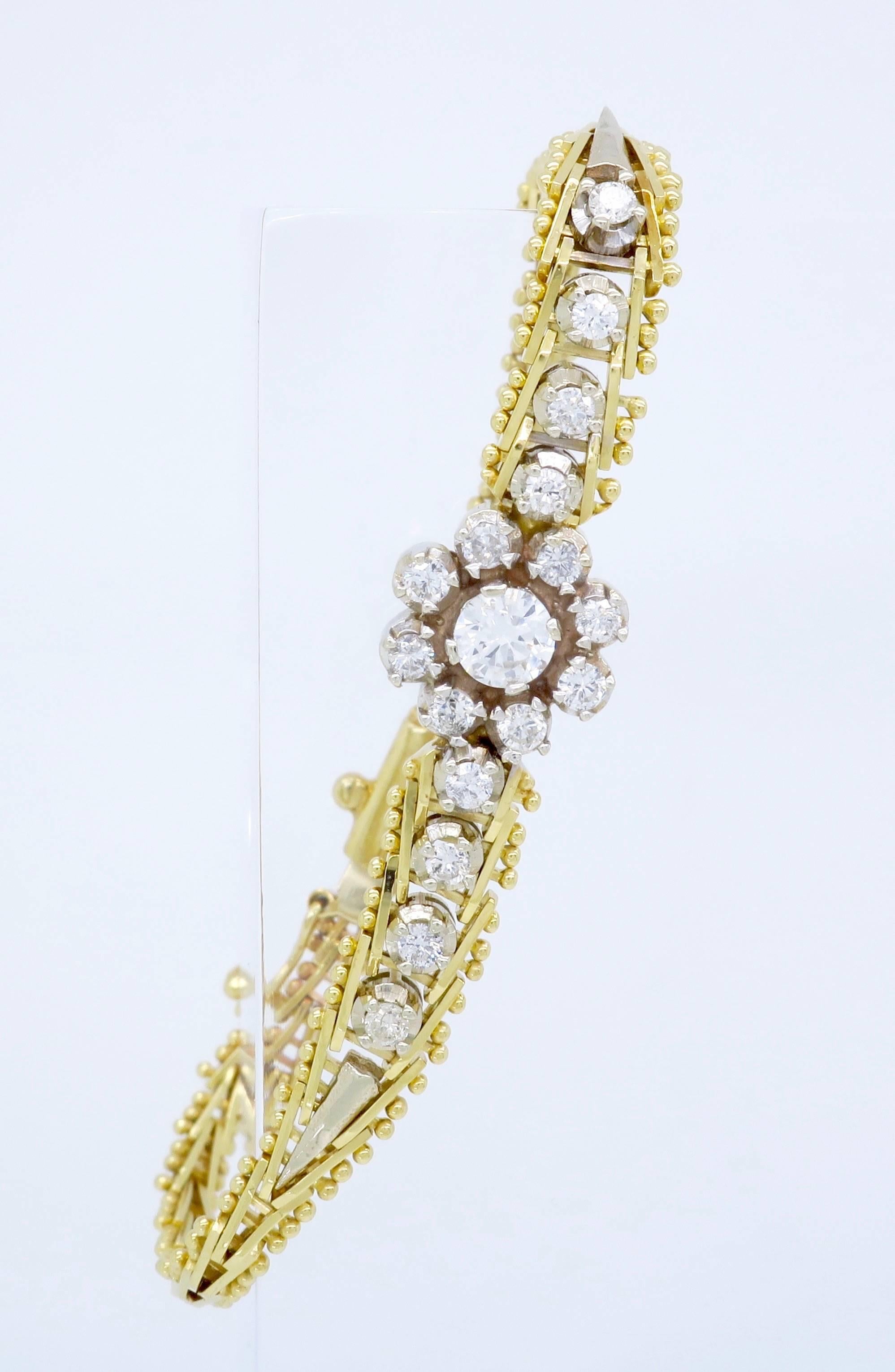 Women's Floral Design Diamond Bracelet