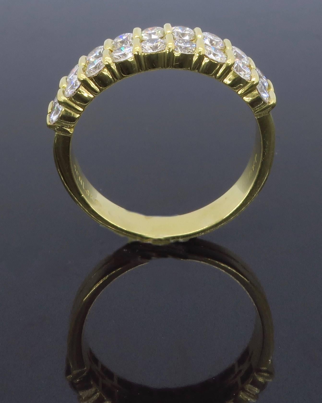 Women's  18k Yellow Gold Diamond Double Band Anniversary Ring 