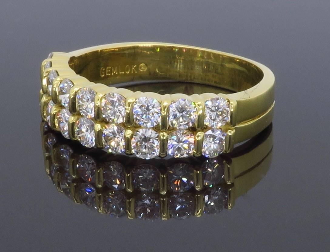  18k Yellow Gold Diamond Double Band Anniversary Ring  1