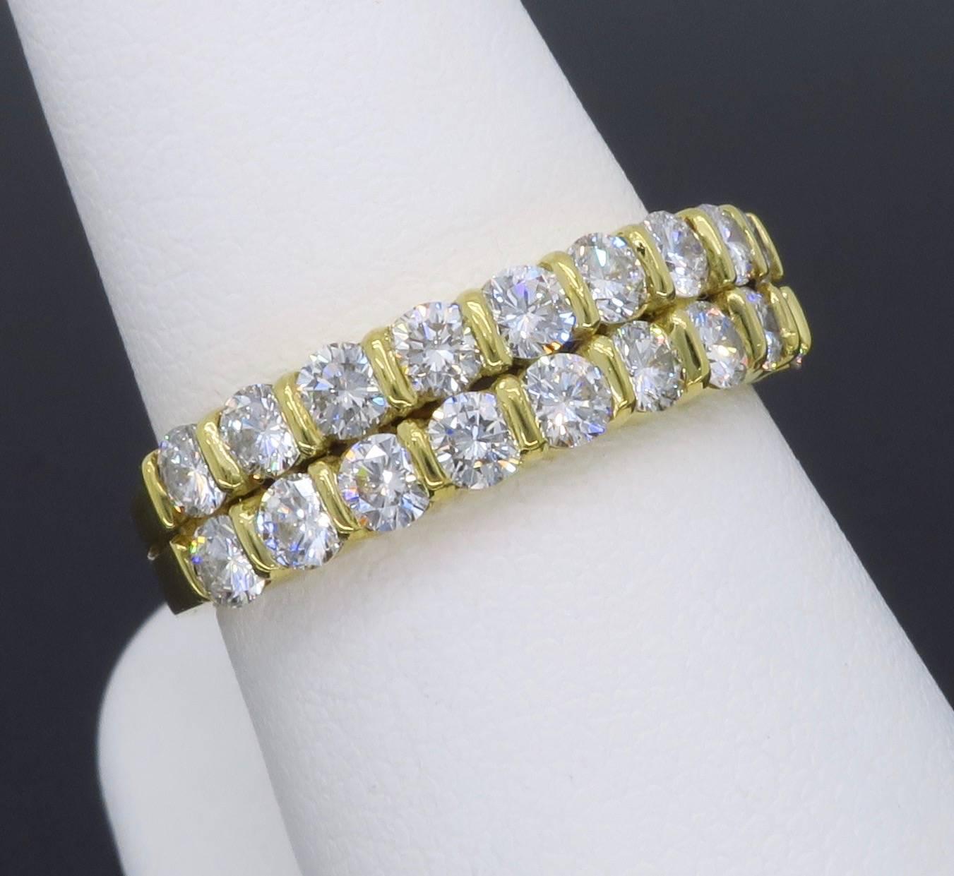  18k Yellow Gold Diamond Double Band Anniversary Ring  2