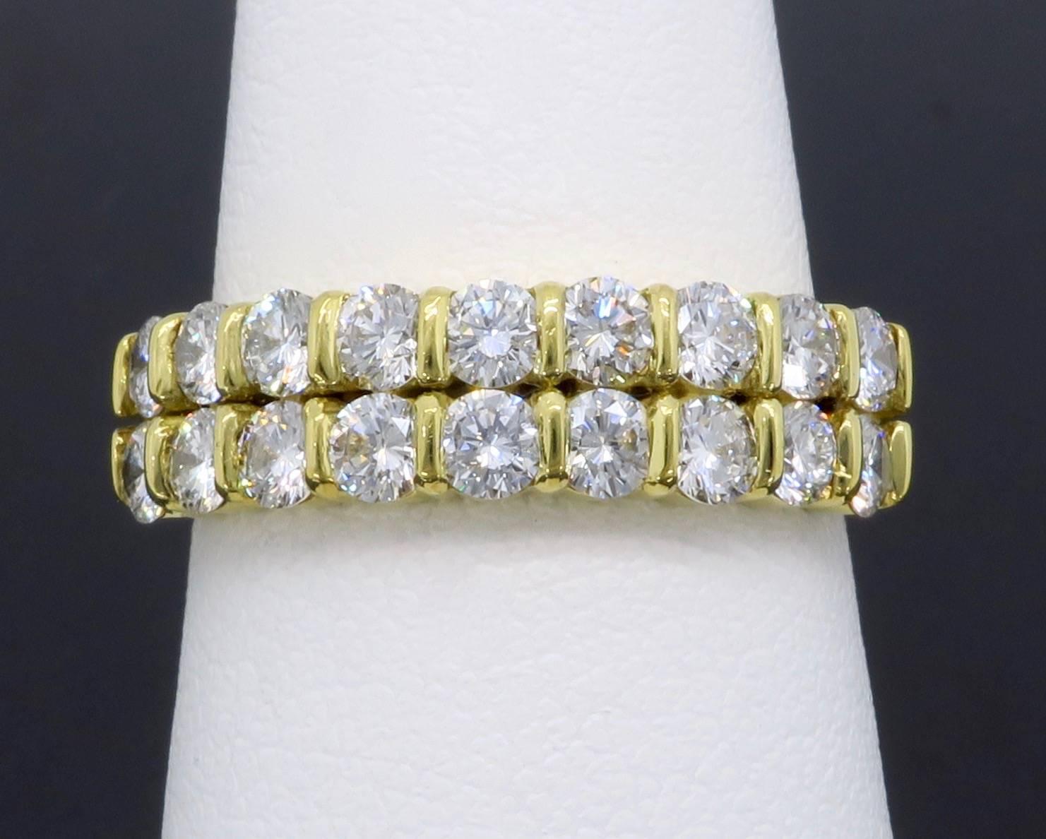  18k Yellow Gold Diamond Double Band Anniversary Ring  3