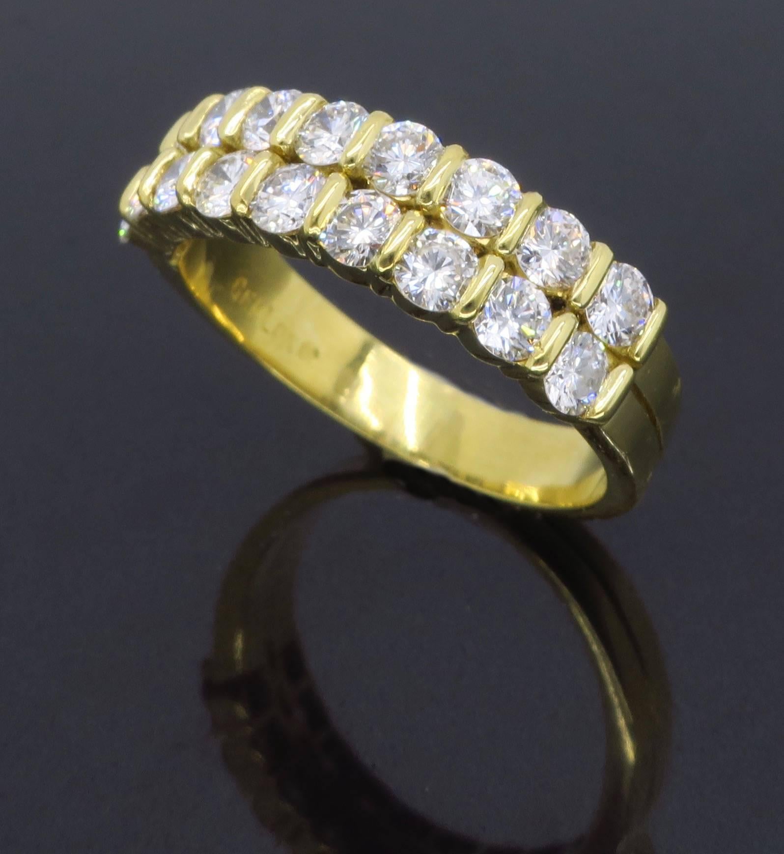  18k Yellow Gold Diamond Double Band Anniversary Ring  4