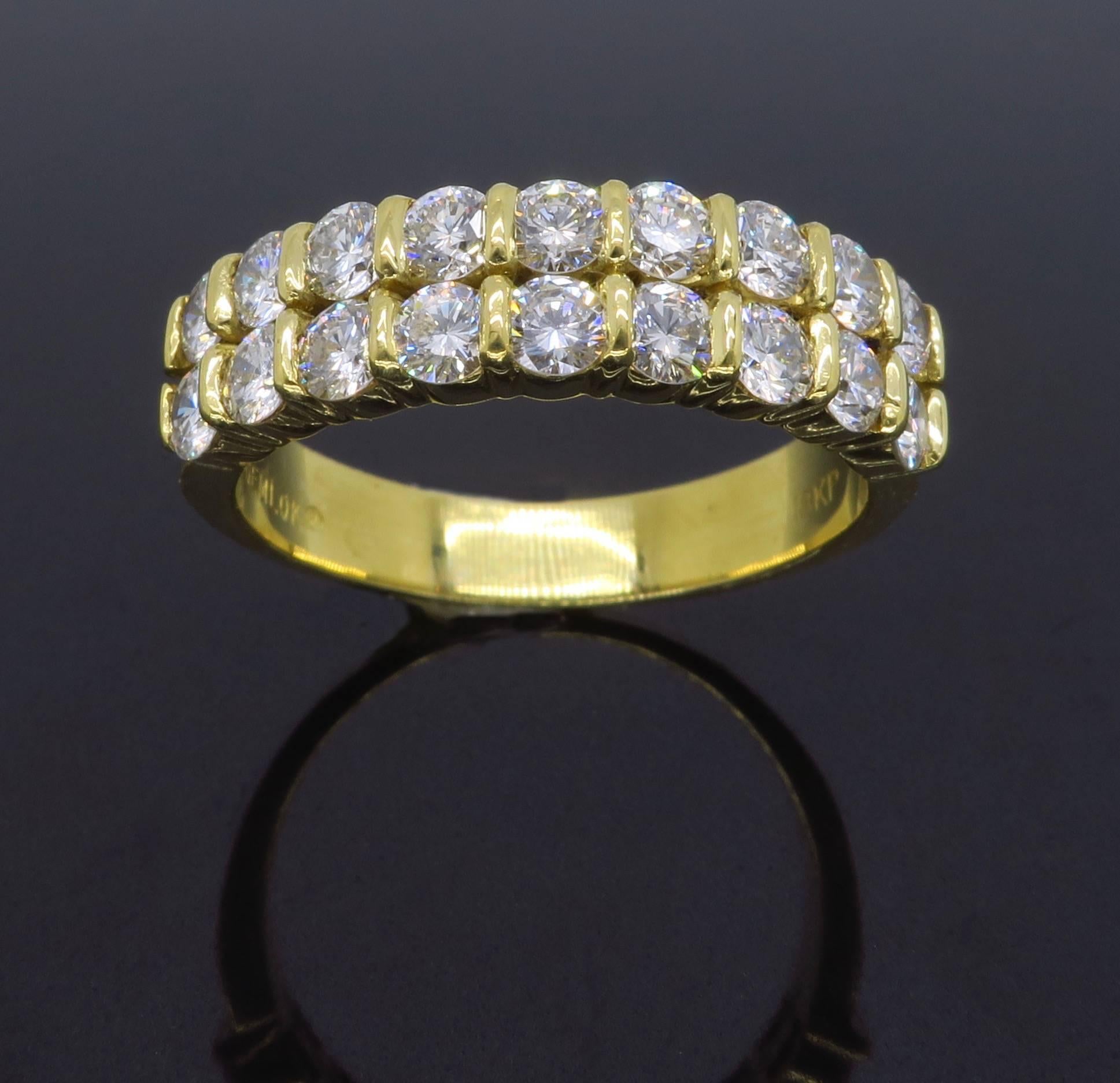  18k Yellow Gold Diamond Double Band Anniversary Ring  5