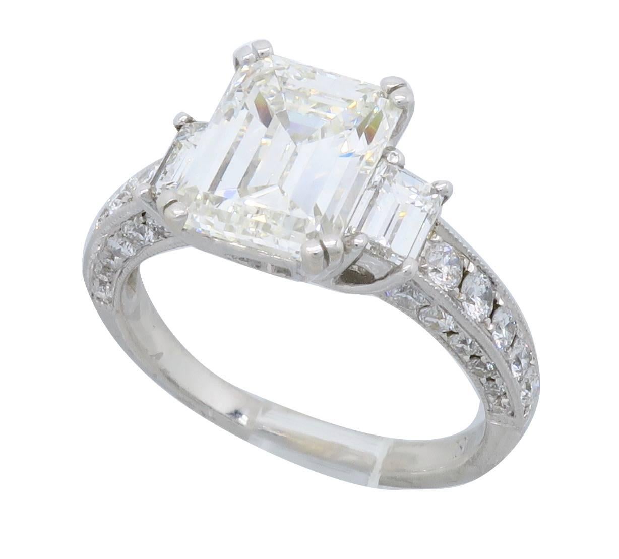 large emerald cut diamond ring