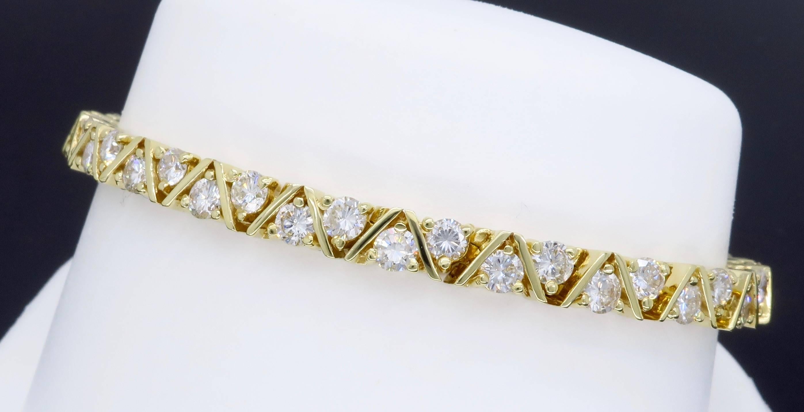 6.16 Carat Diamond Yellow Gold Tennis Bracelet  2