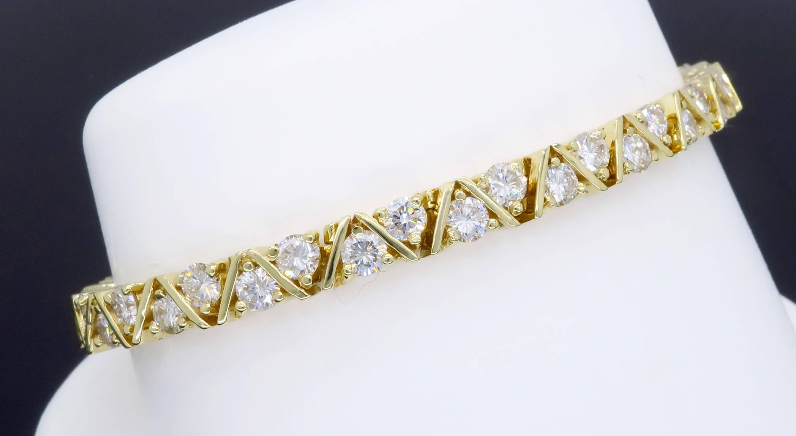 6.16 Carat Diamond Yellow Gold Tennis Bracelet  3