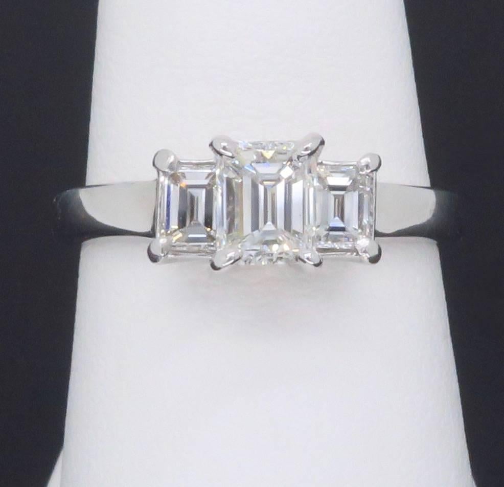 Three Stone Diamond Engagement Ring  In Excellent Condition In Webster, NY