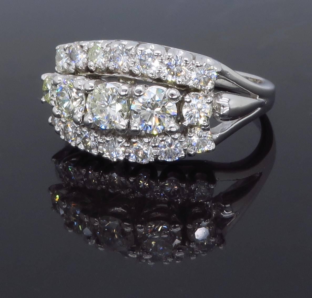 1.45 Carat Three-Row Diamond Band In Excellent Condition In Webster, NY