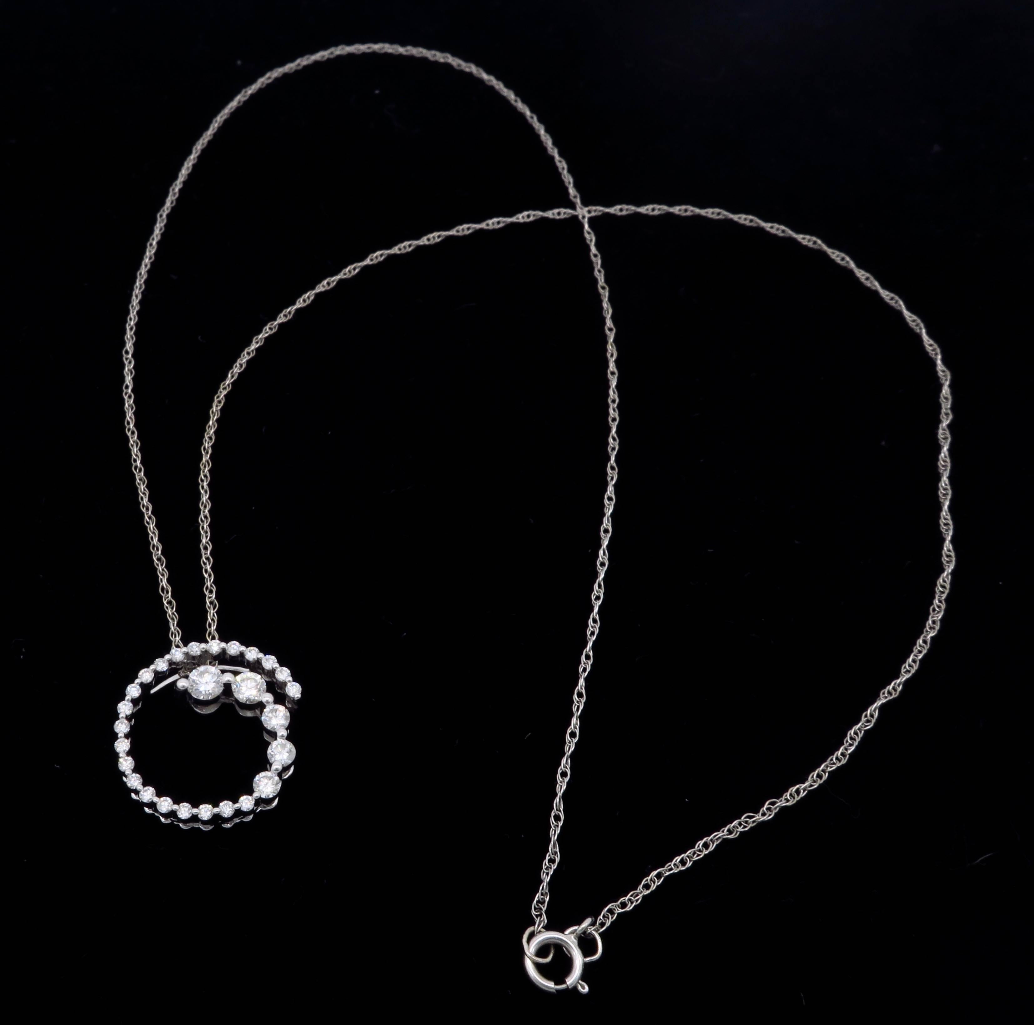  Diamond White Gold Pendant Chain Necklace  1