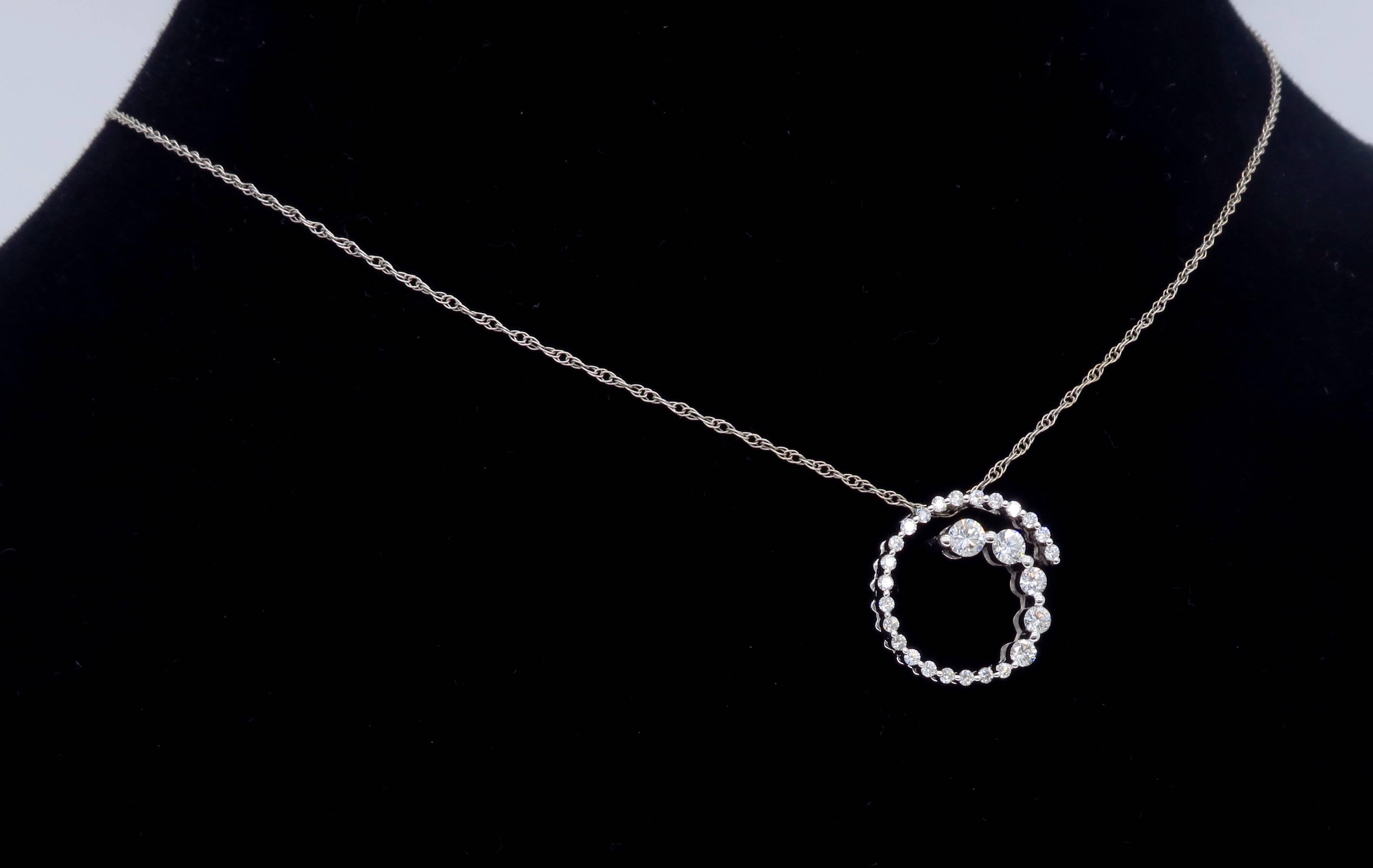 Diamond White Gold Pendant Chain Necklace  2