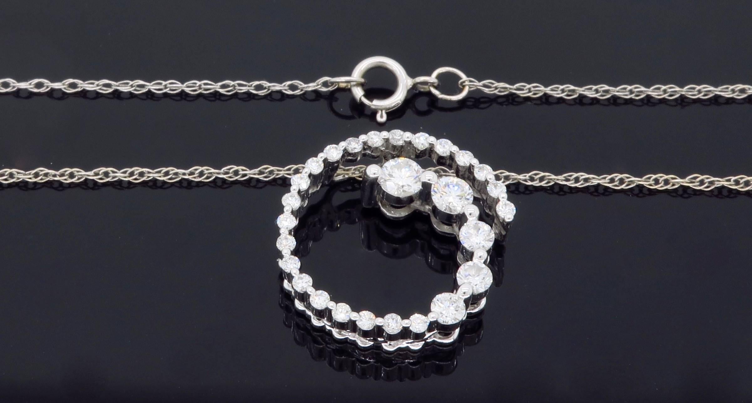  Diamond White Gold Pendant Chain Necklace  3