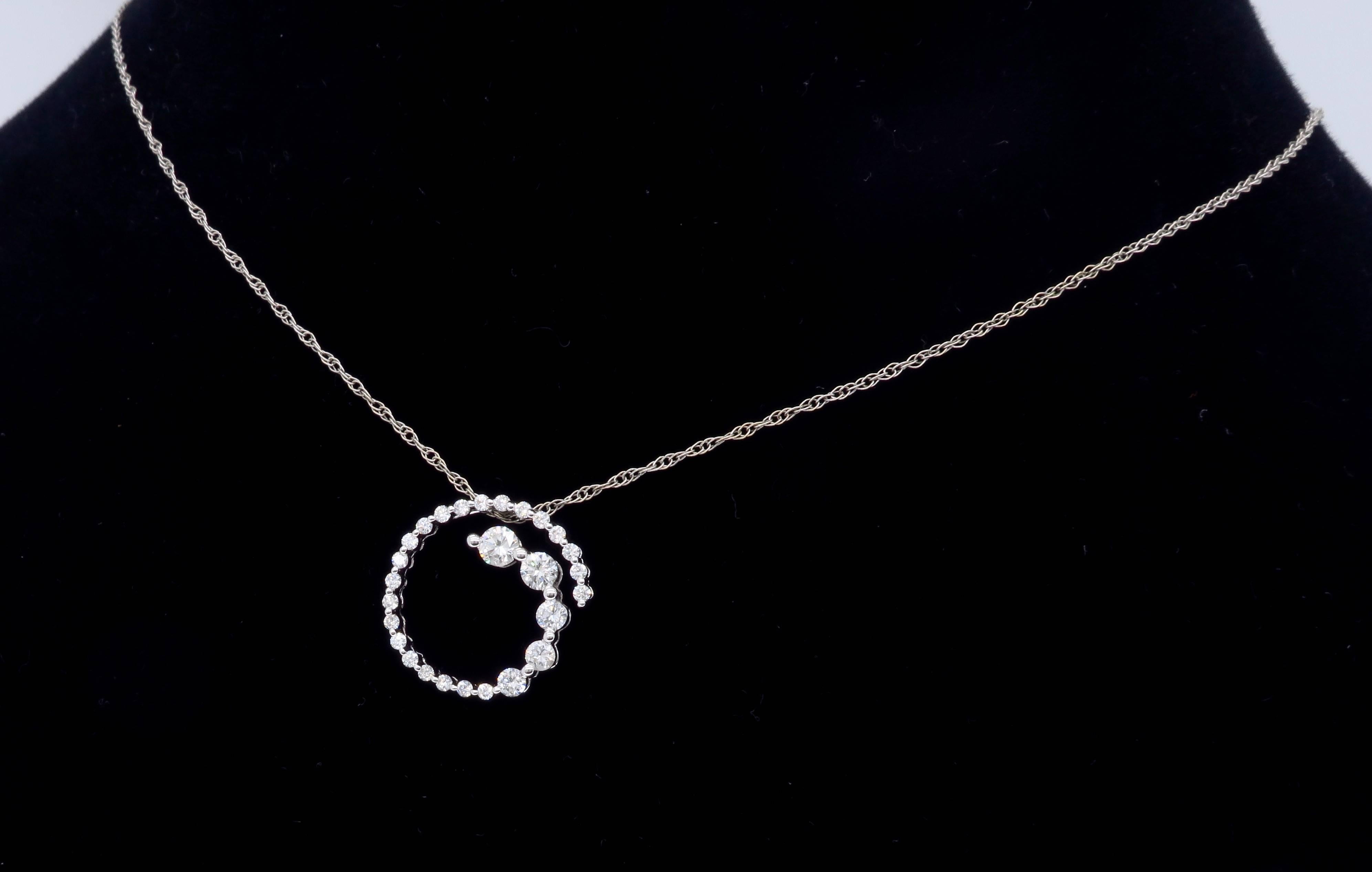  Diamond White Gold Pendant Chain Necklace  4
