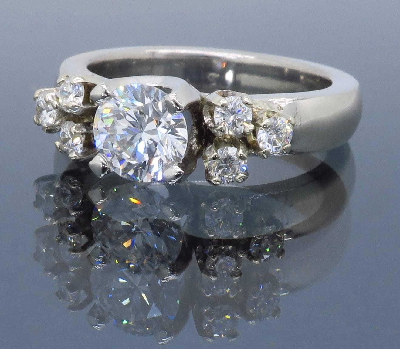 GIA Certified Platinum Diamond Platinum Engagement Ring  In Excellent Condition In Webster, NY