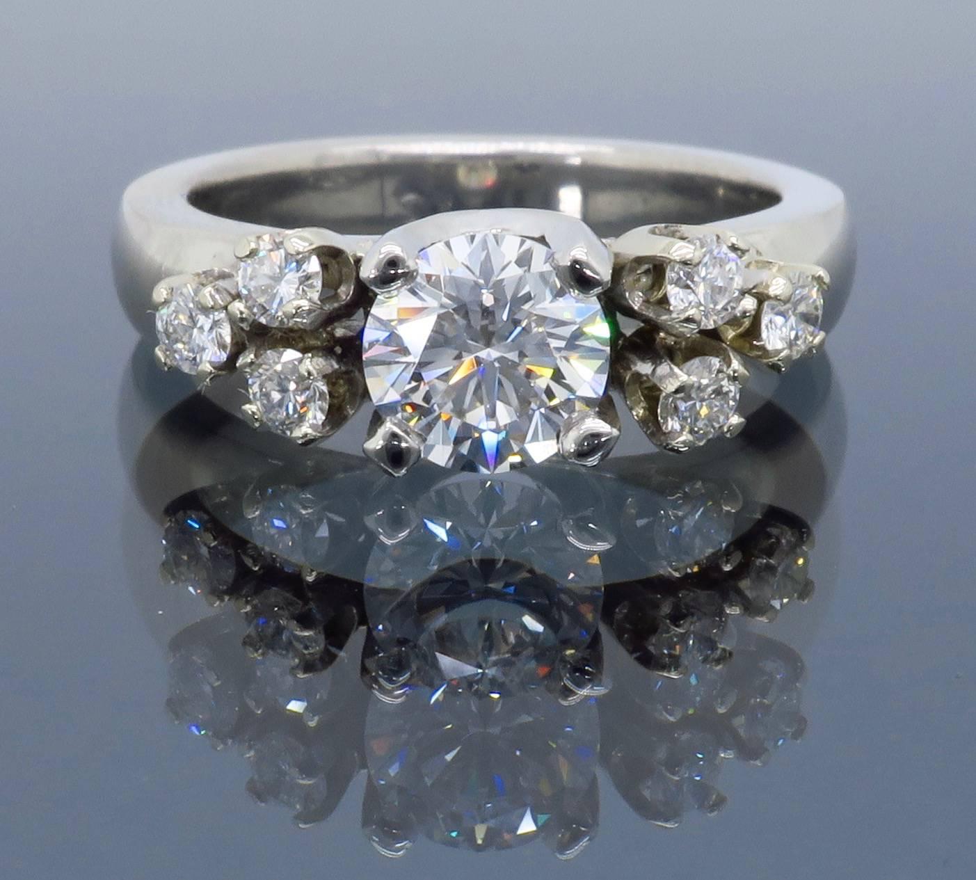 GIA Certified Platinum Diamond Platinum Engagement Ring  4