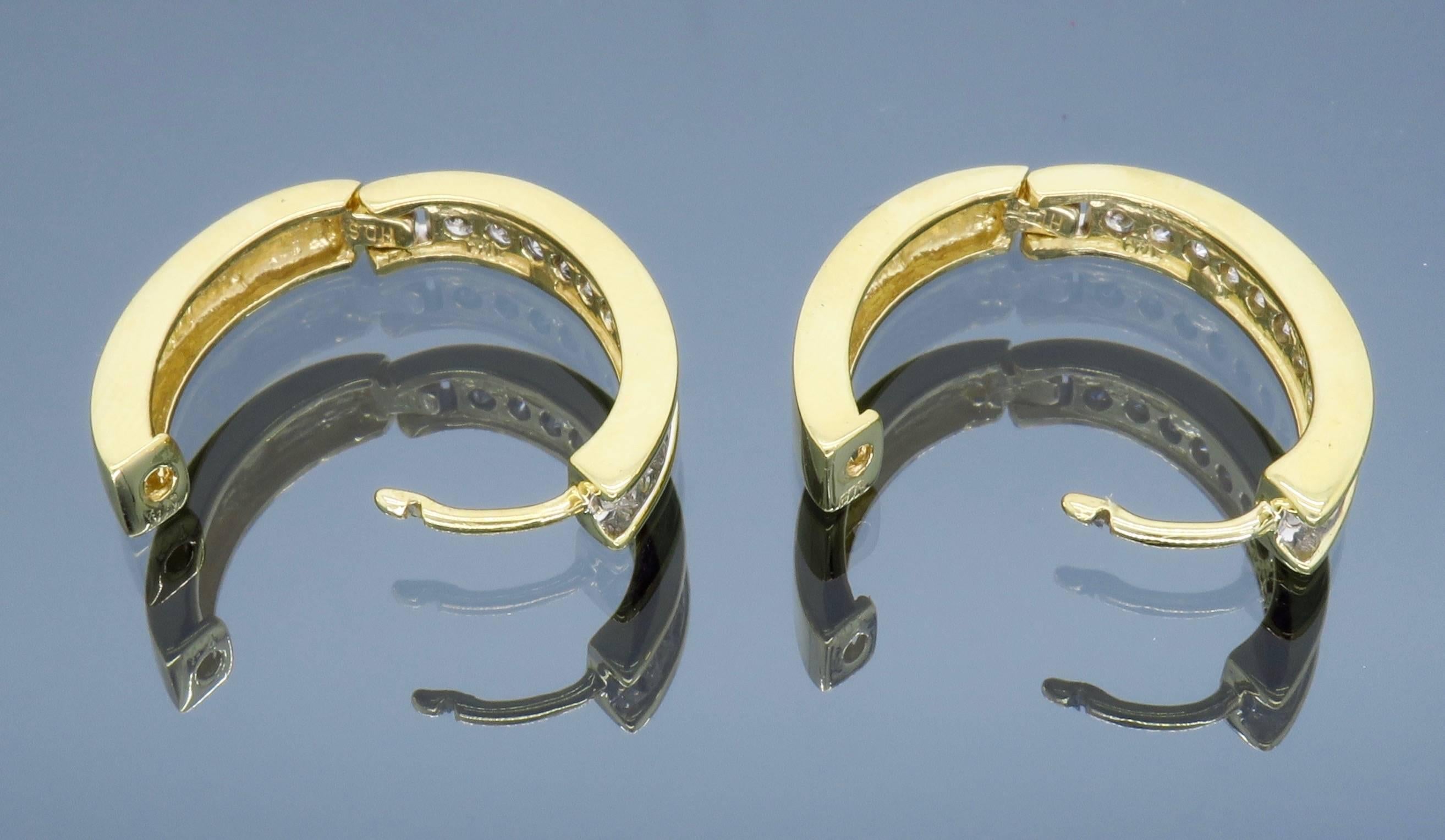  Diamond and Yellow Gold Hoop Earrings 2