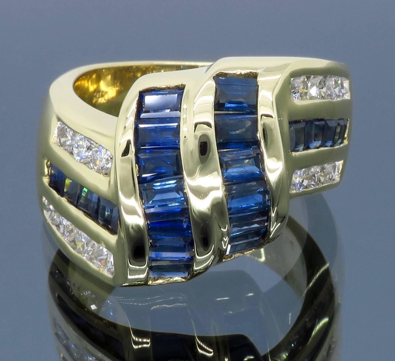 Women's Diamond and Blue Sapphire Cocktail Ring