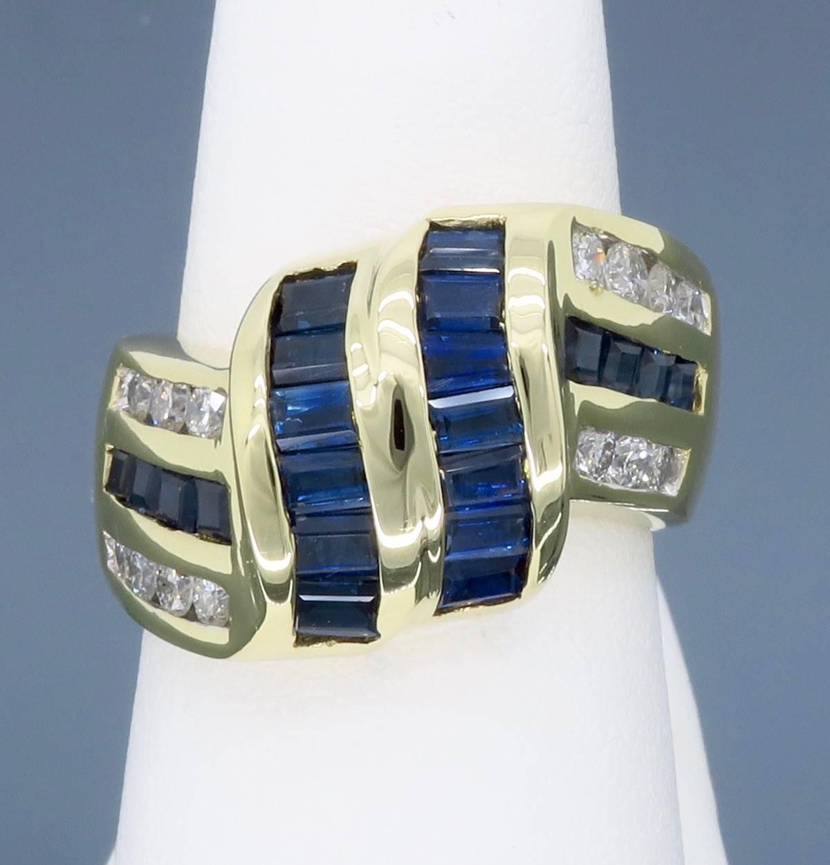Diamond and Blue Sapphire Cocktail Ring 2
