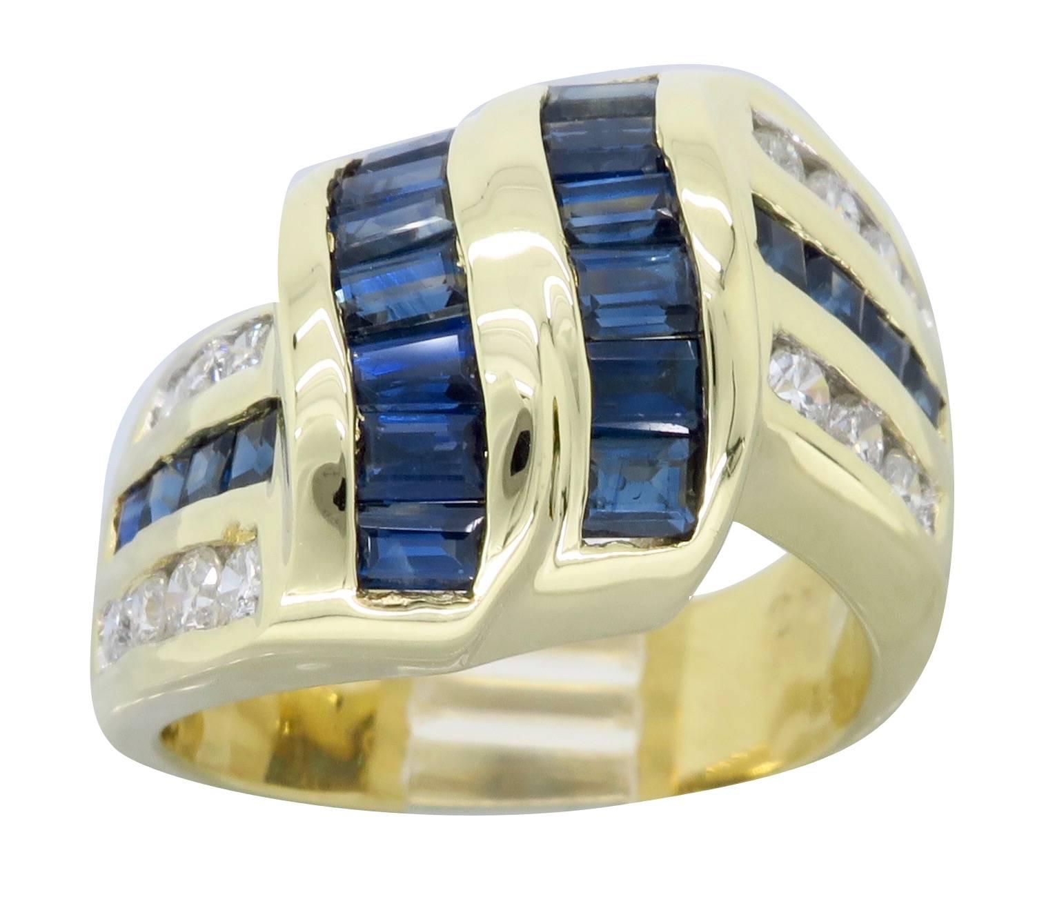 Diamond and Blue Sapphire Cocktail Ring 5