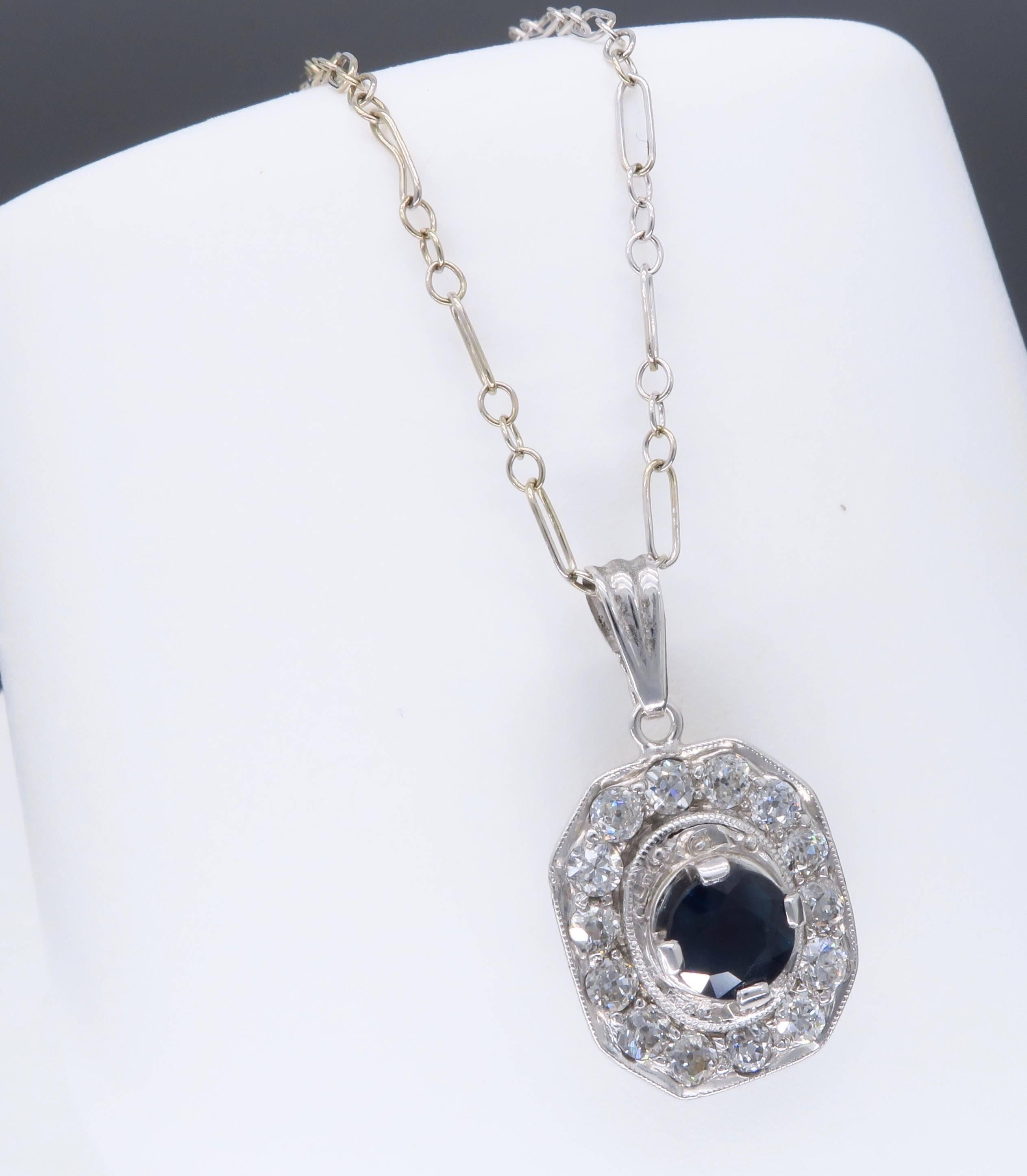 art deco sapphire pendant