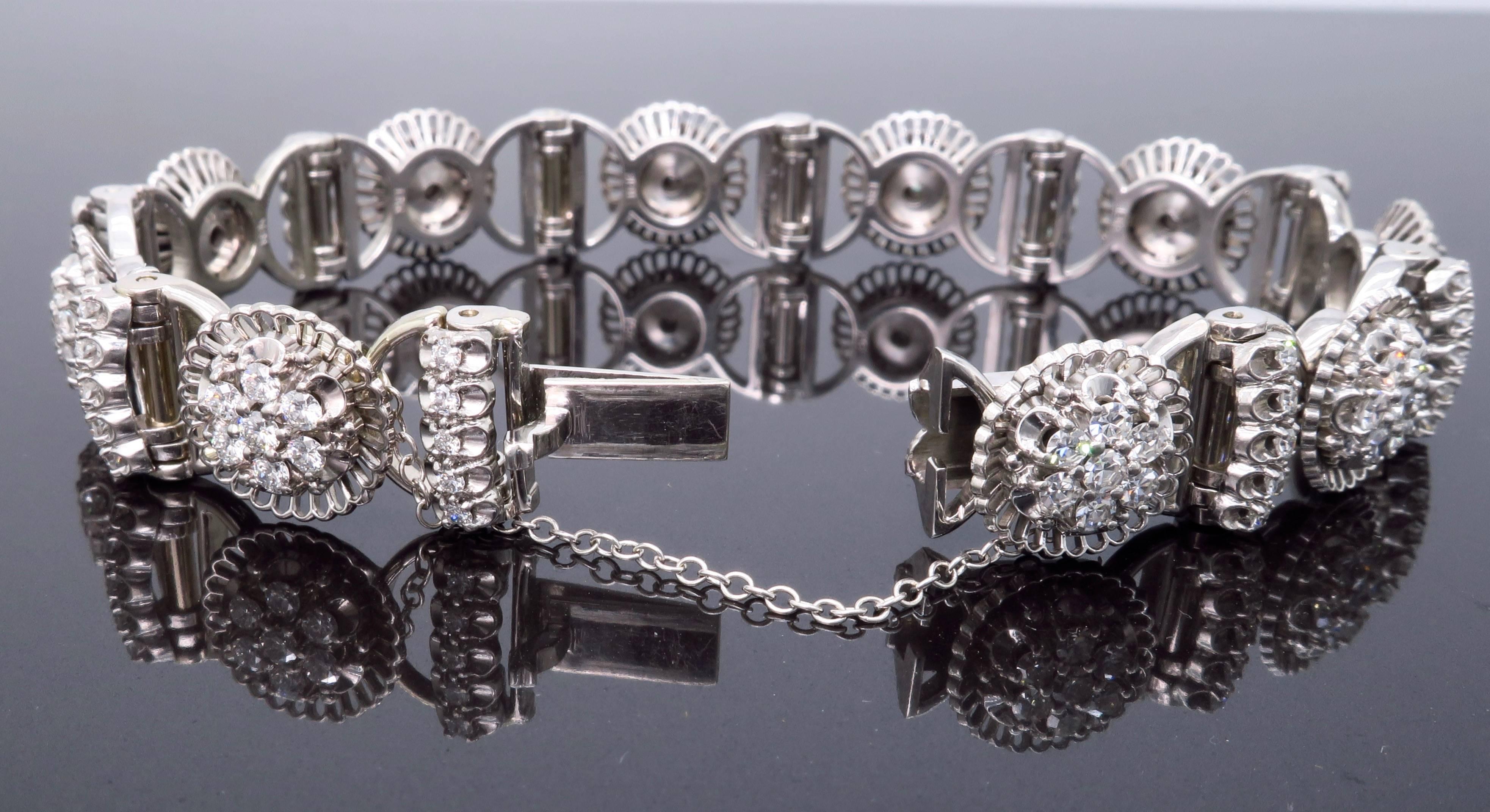 Jabel Diamond Tennis 18 Karat White Gold Bracelet In Excellent Condition In Webster, NY
