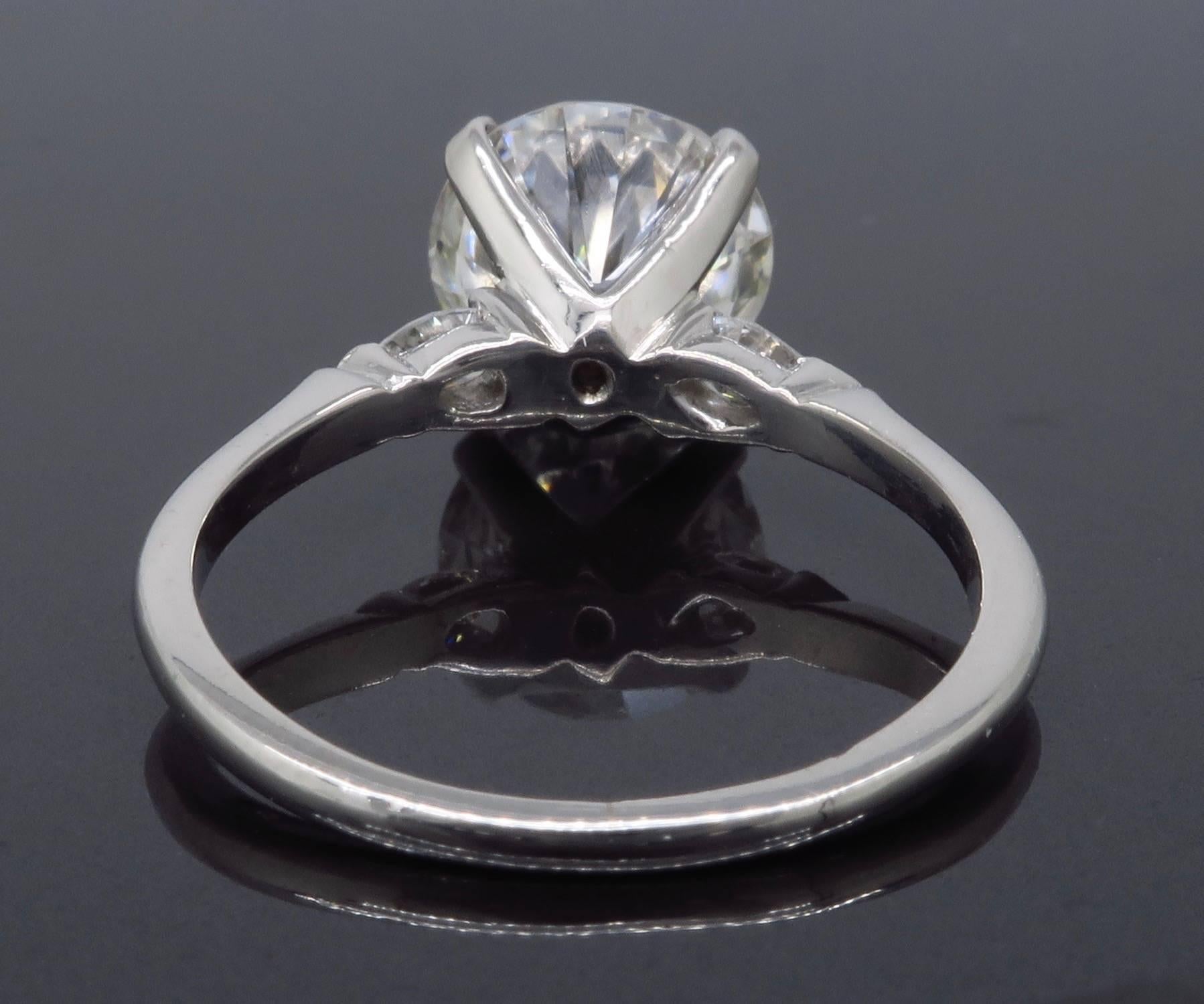 2.67 Carat Diamond Platinum  Engagement Ring In Excellent Condition In Webster, NY