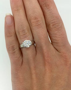 GIA Certified 1.52 Carat Half Bezel Set Diamond Engagement Ring