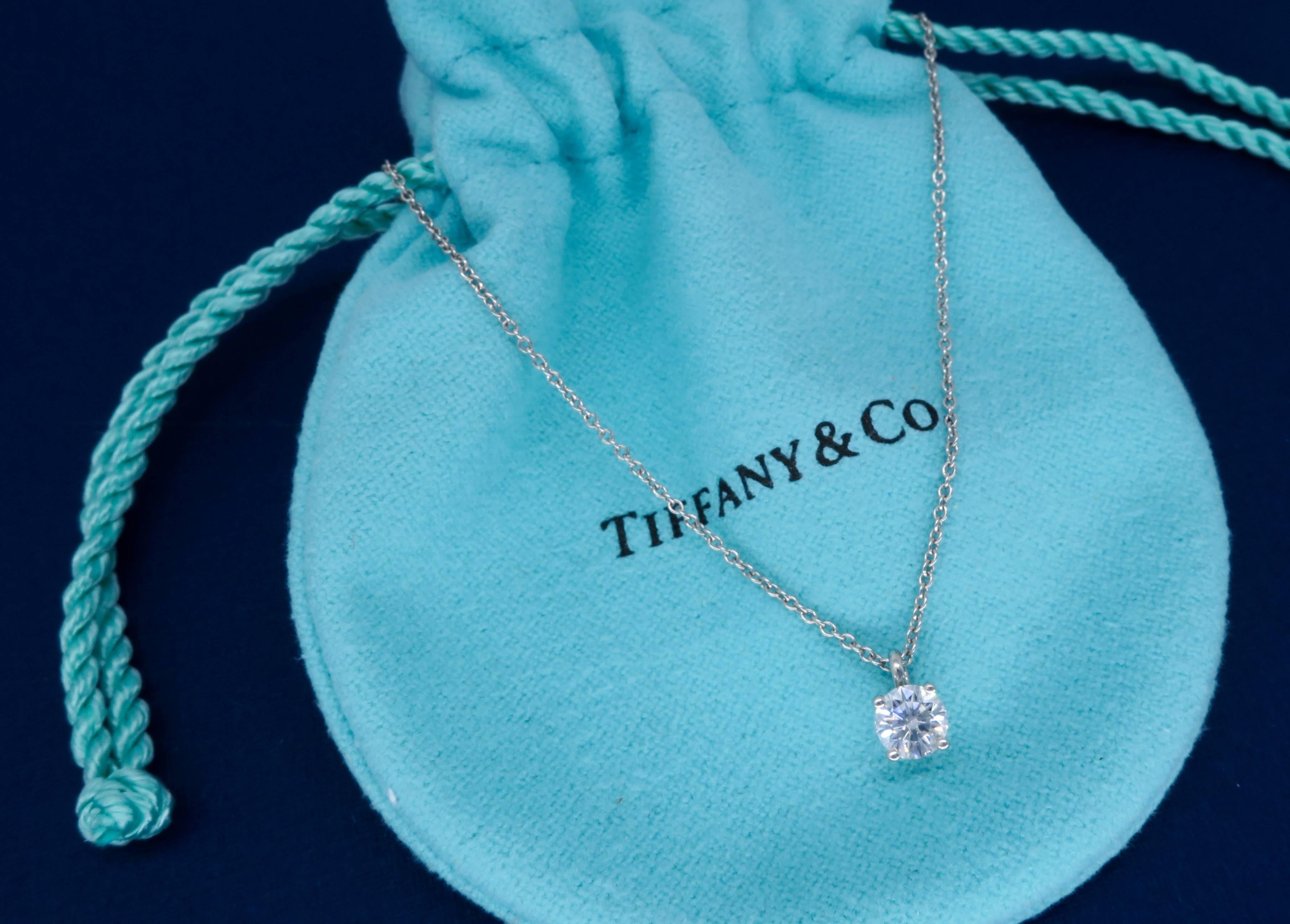 Platinum Tiffany & Co. .45 Carat Diamond Necklace 1