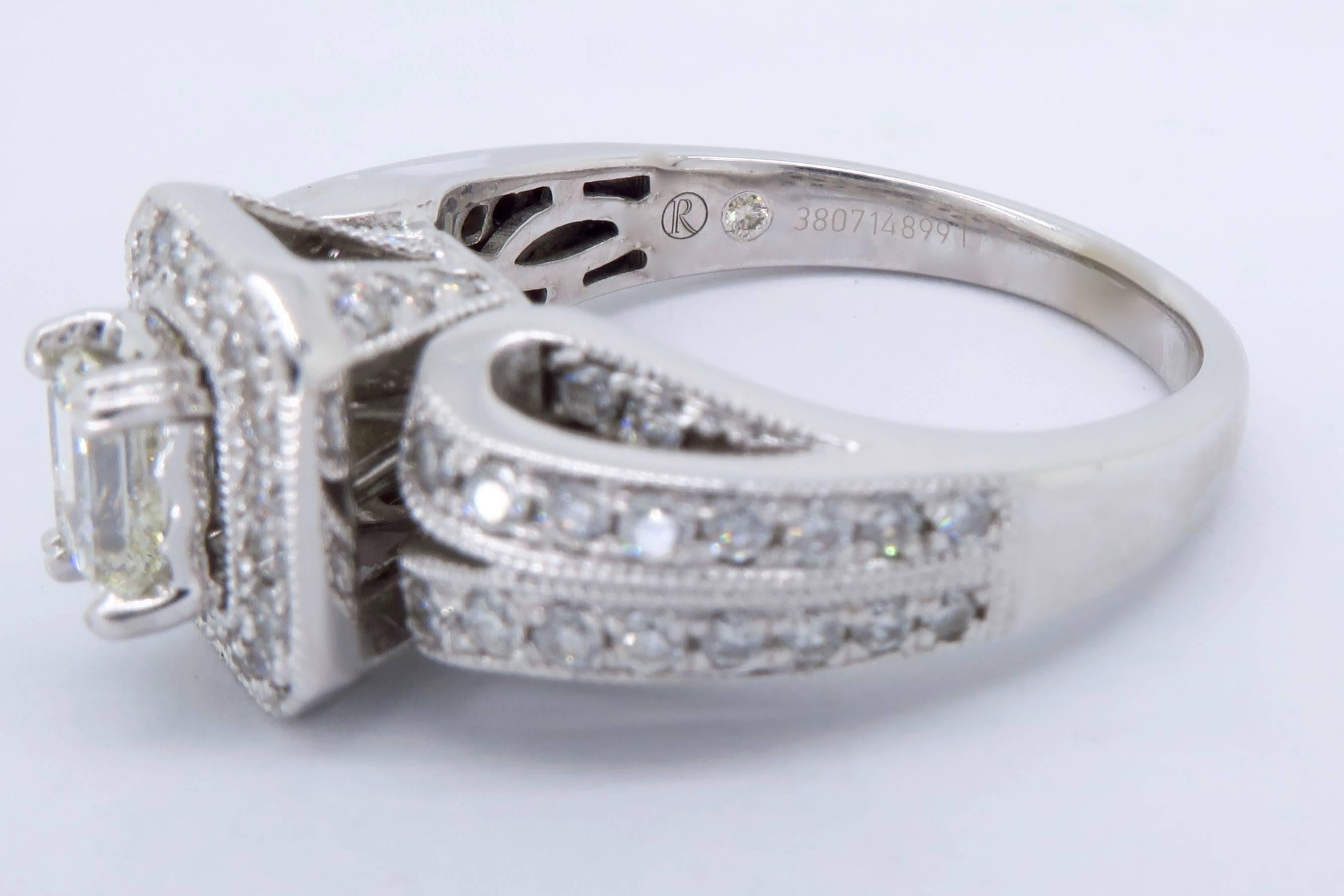 Vintage Style Emerald Cut Diamond Halo Engagement Ring 4