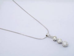 Three-Stone Past Present Future 1.00 Carat Diamond Drop Necklace