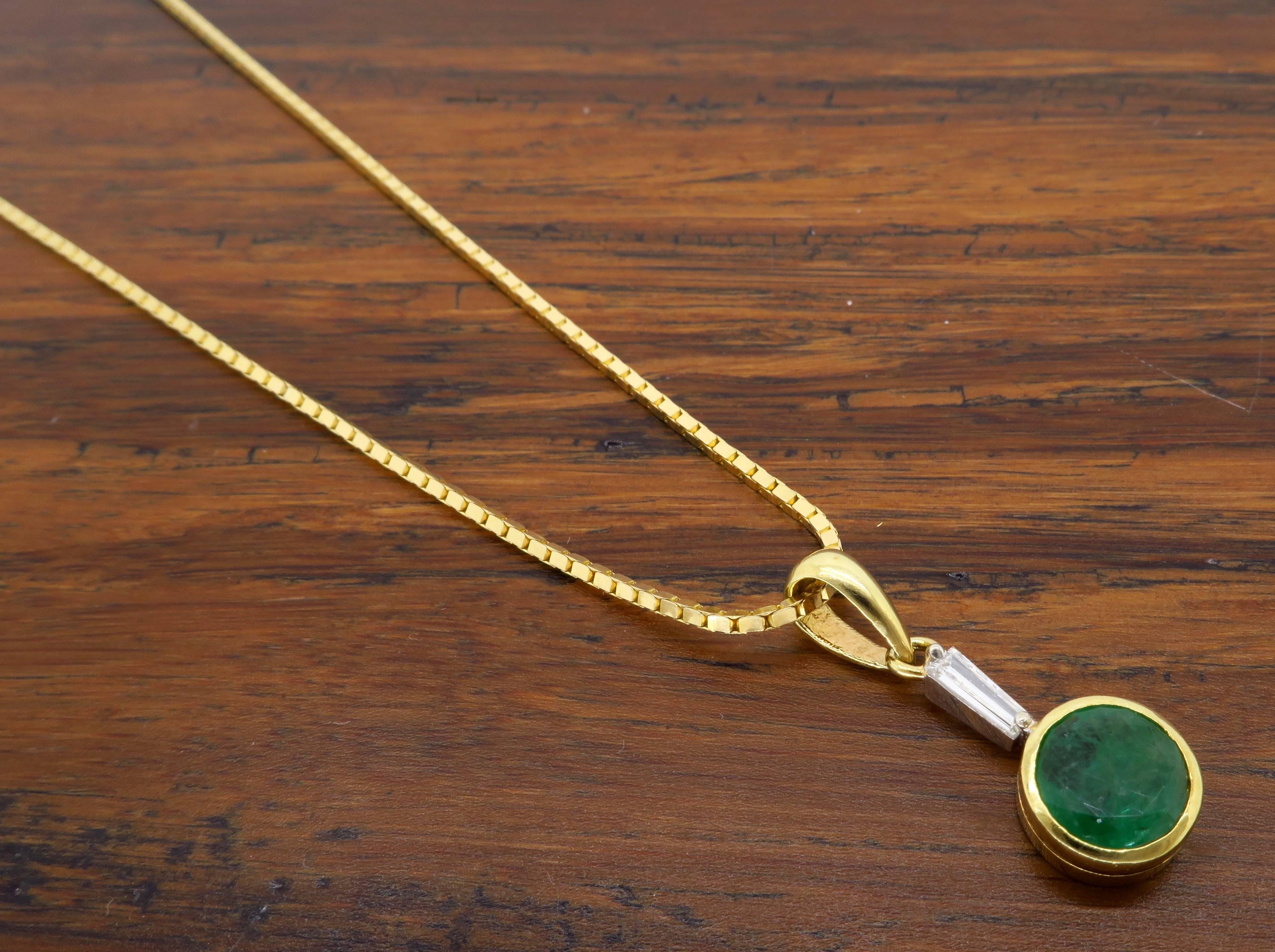 Emerald and Diamond Drop Necklace 1