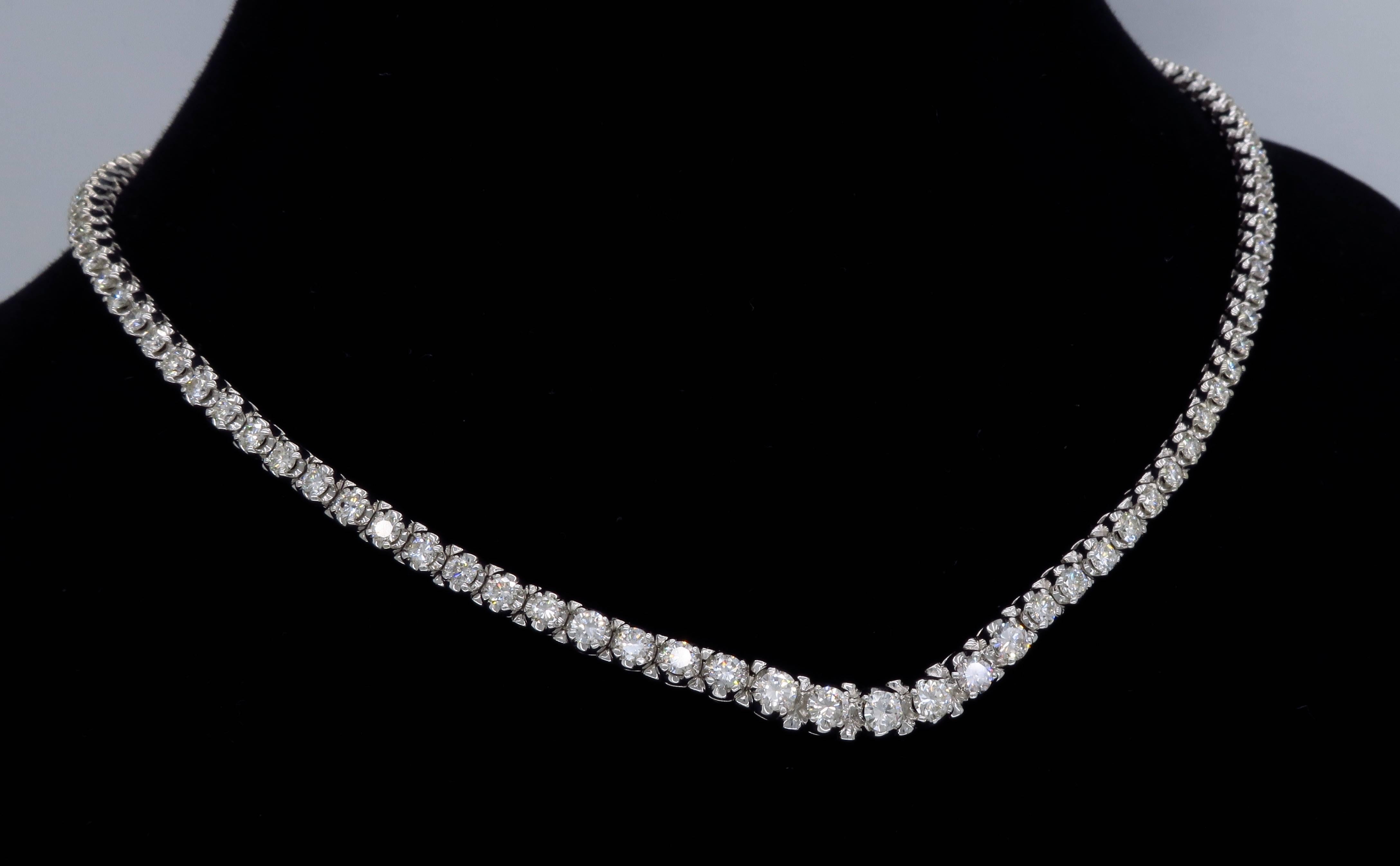 Round Cut 5.75 Carat Diamond Tennis Necklace