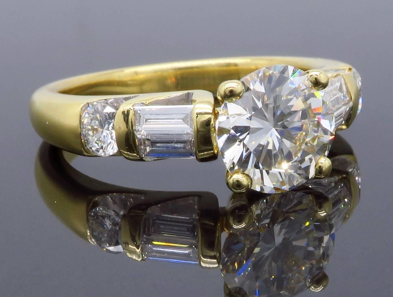 GIA Certified 1.66 Carat Diamond Engagement Ring in 18 Karat Yellow Gold 2