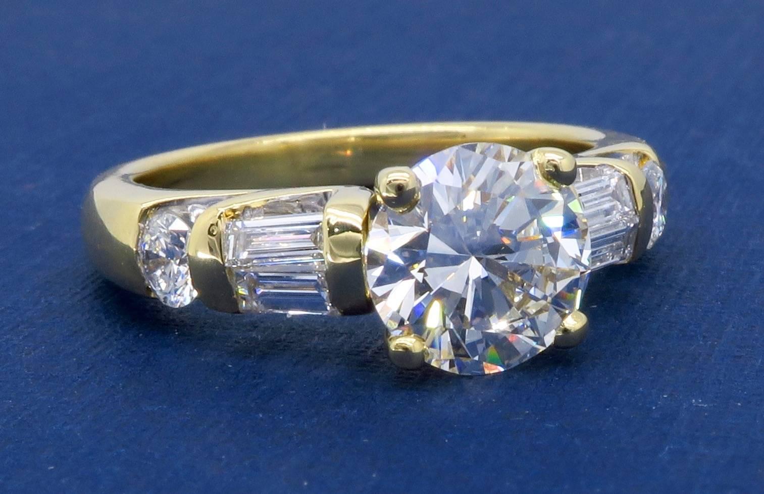GIA Certified 1.66 Carat Diamond Engagement Ring in 18 Karat Yellow Gold 5