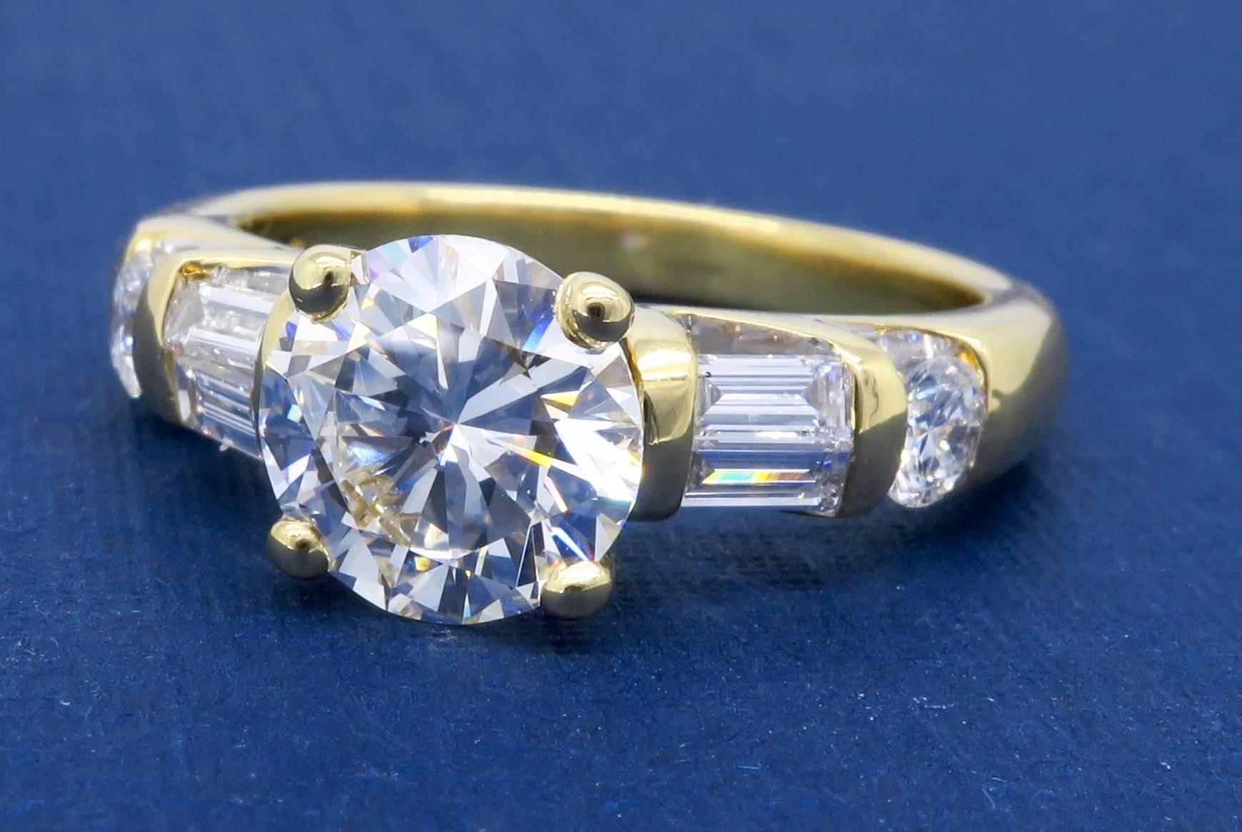 GIA Certified 1.66 Carat Diamond Engagement Ring in 18 Karat Yellow Gold 4