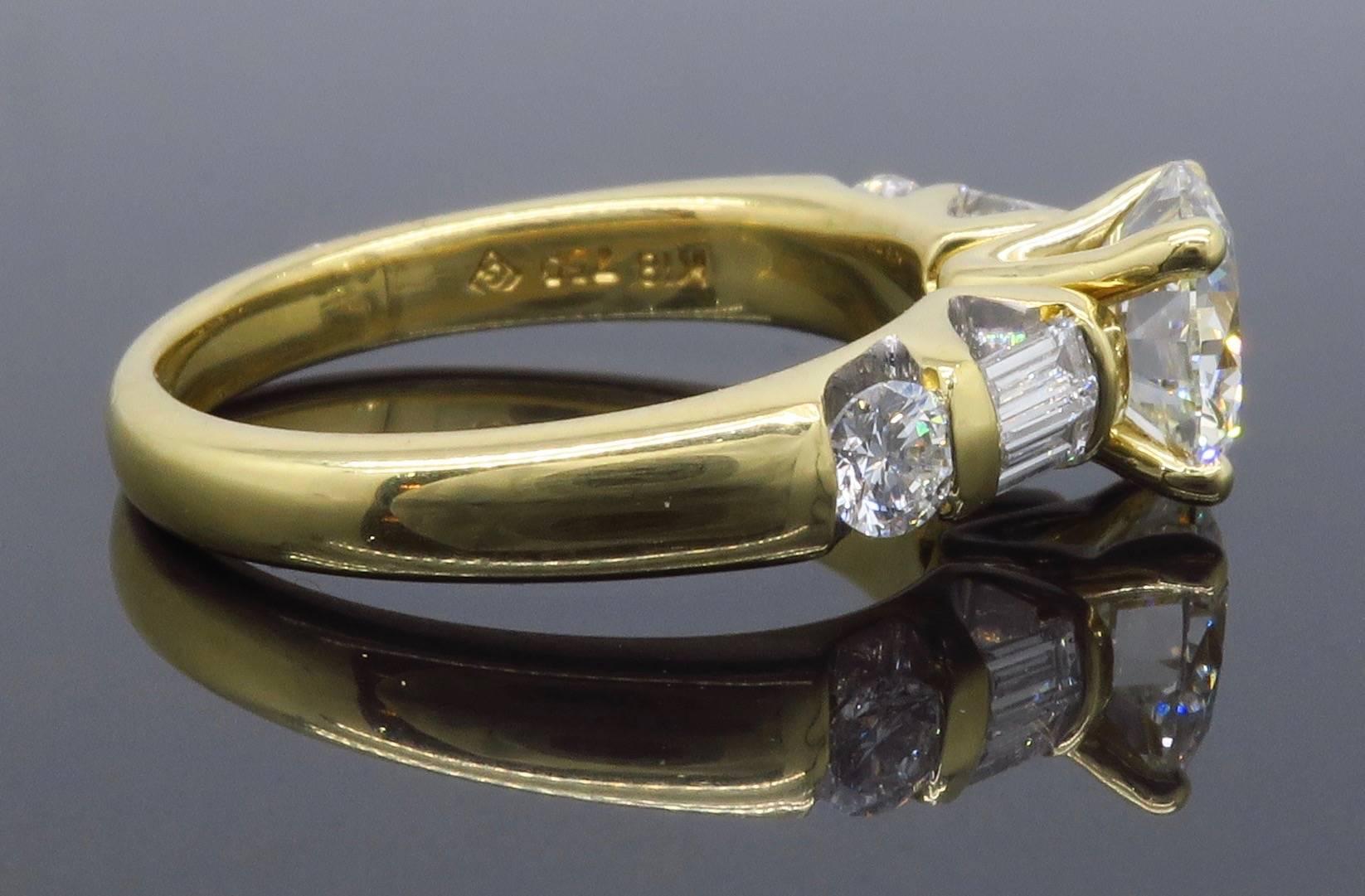 GIA Certified 1.66 Carat Diamond Engagement Ring in 18 Karat Yellow Gold 1