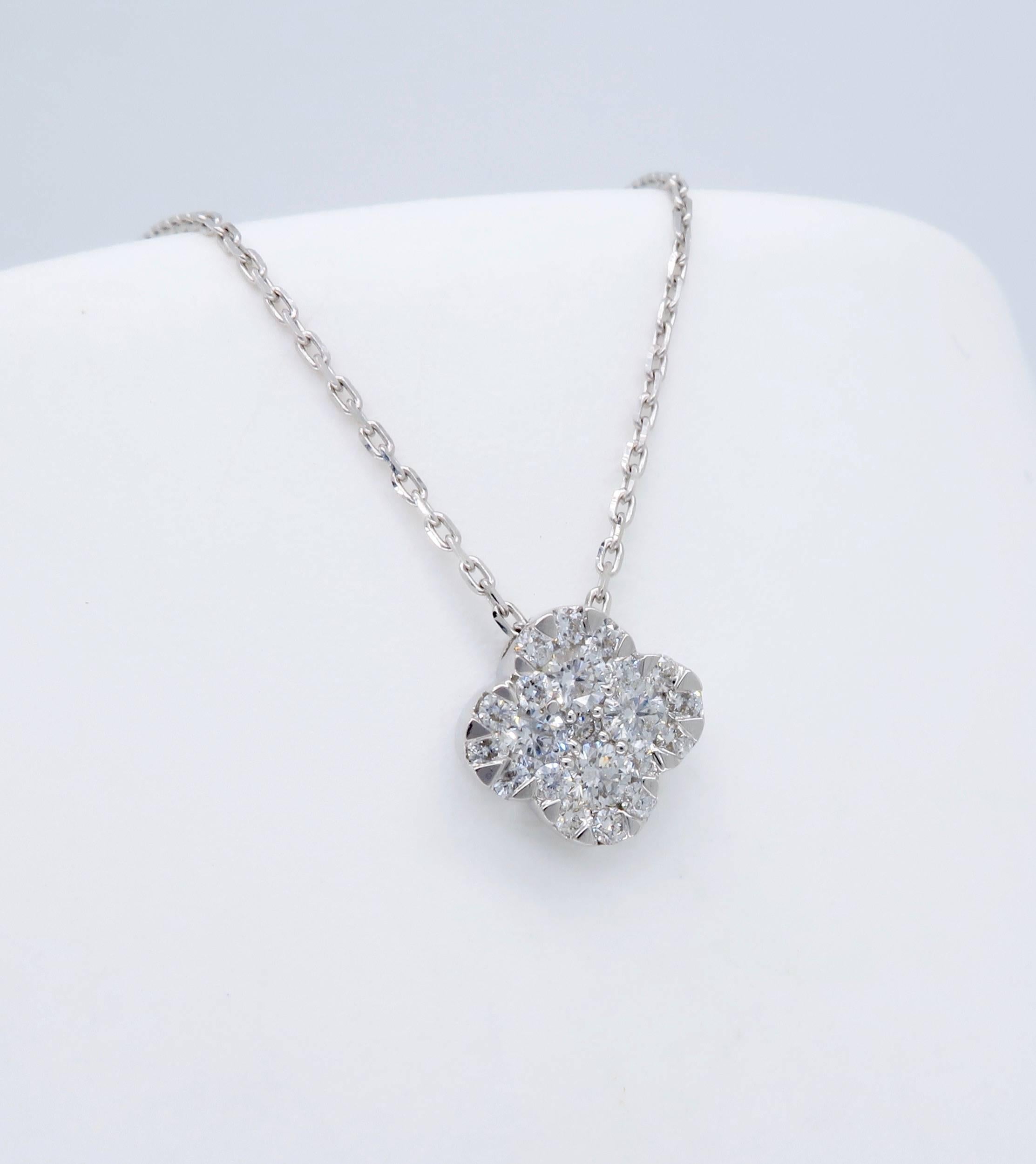 Women's Diamond Clover Pendant Necklace