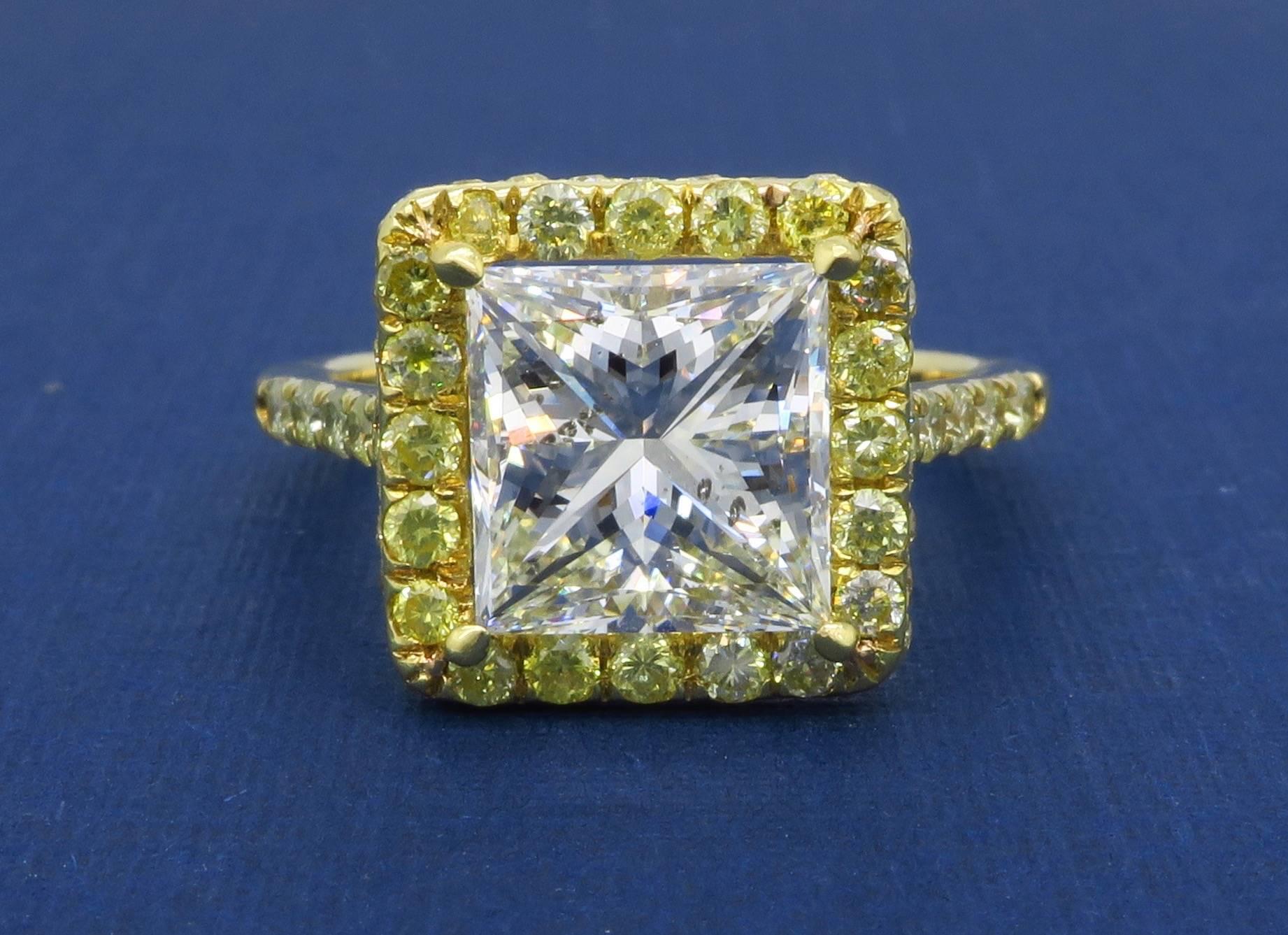 Princess Cut 3.63 Carat Diamond Halo Engagement Ring