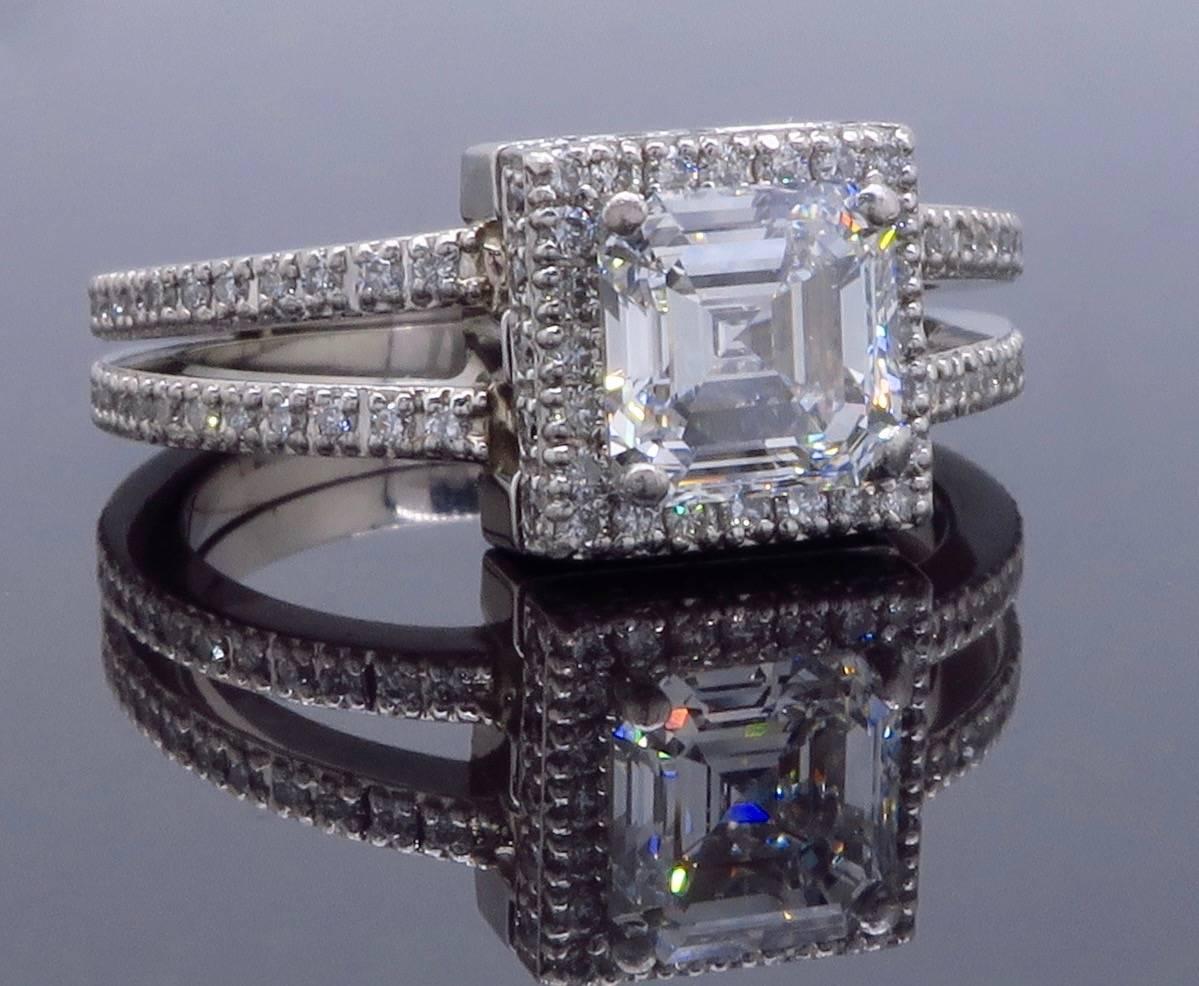 Platinum Simon G Diamond Halo Engagement Ring 3