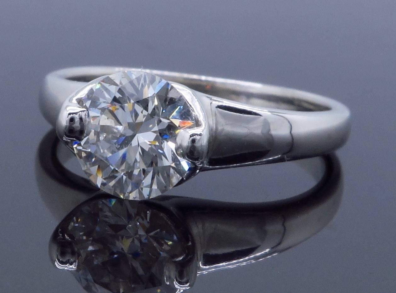Platinum GIA Certified Solitaire Diamond Engagement Ring In New Condition In Webster, NY